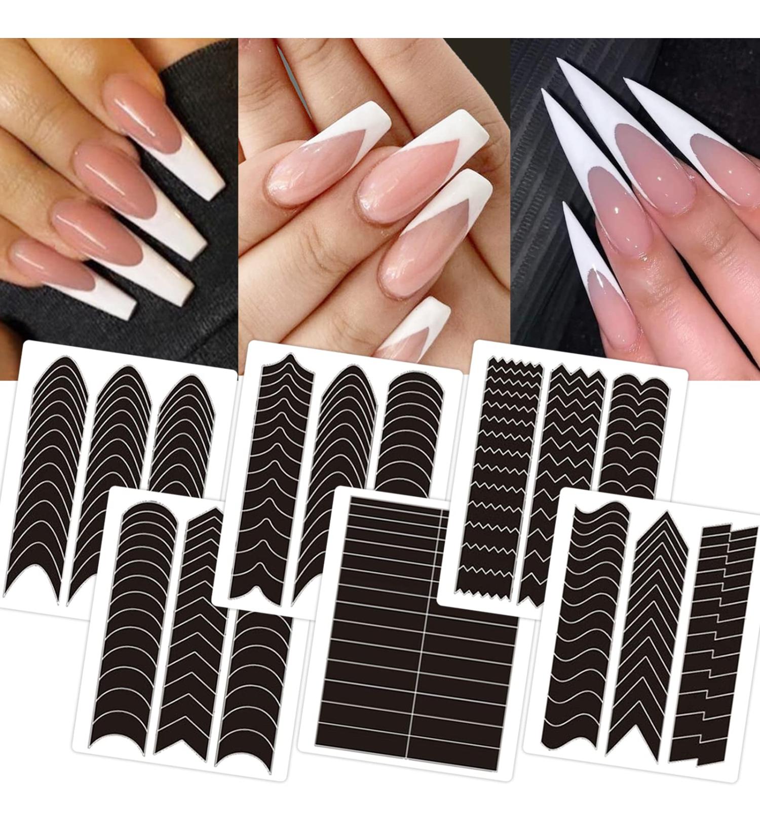 French Tip Nail Guides - Self-Adhesive V-Shaped Manicure Stickers - DIY Decoration Tools (11 Designs, 36 Sheets) - Buy Online on GoSupps.com
