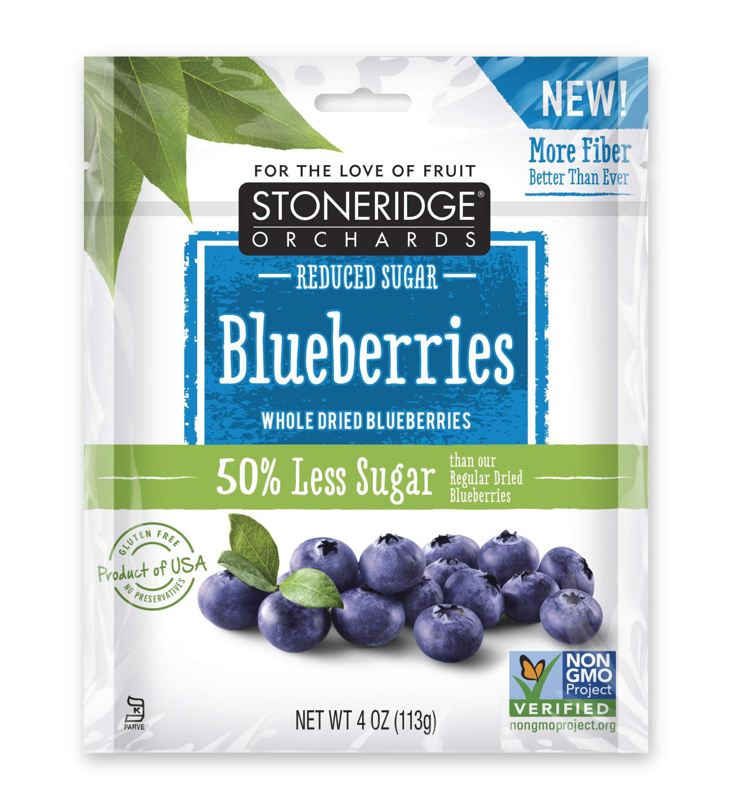 Reduced Sugar Whole Dried Blueberries - Stoneridge Orchards 4 oz (113 g) | Healthy Snack - Buy Online on GoSupps.com
