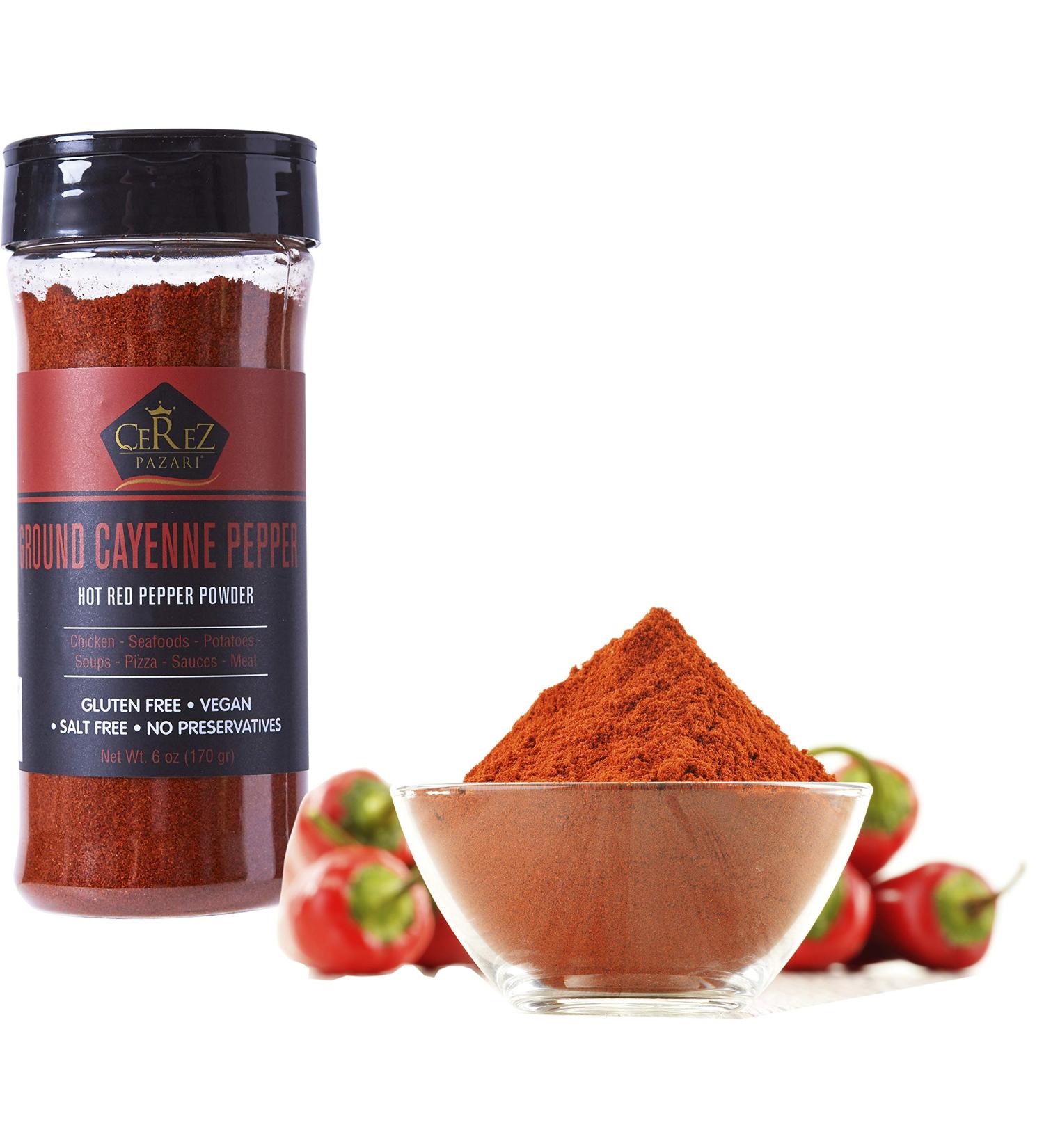 Cerez Pazari Ground Cayenne Pepper Powder 6 oz - 100% Natural & Gluten Free - Freshly Packed Red Pepper Powder - Buy Online on GoSupps.com