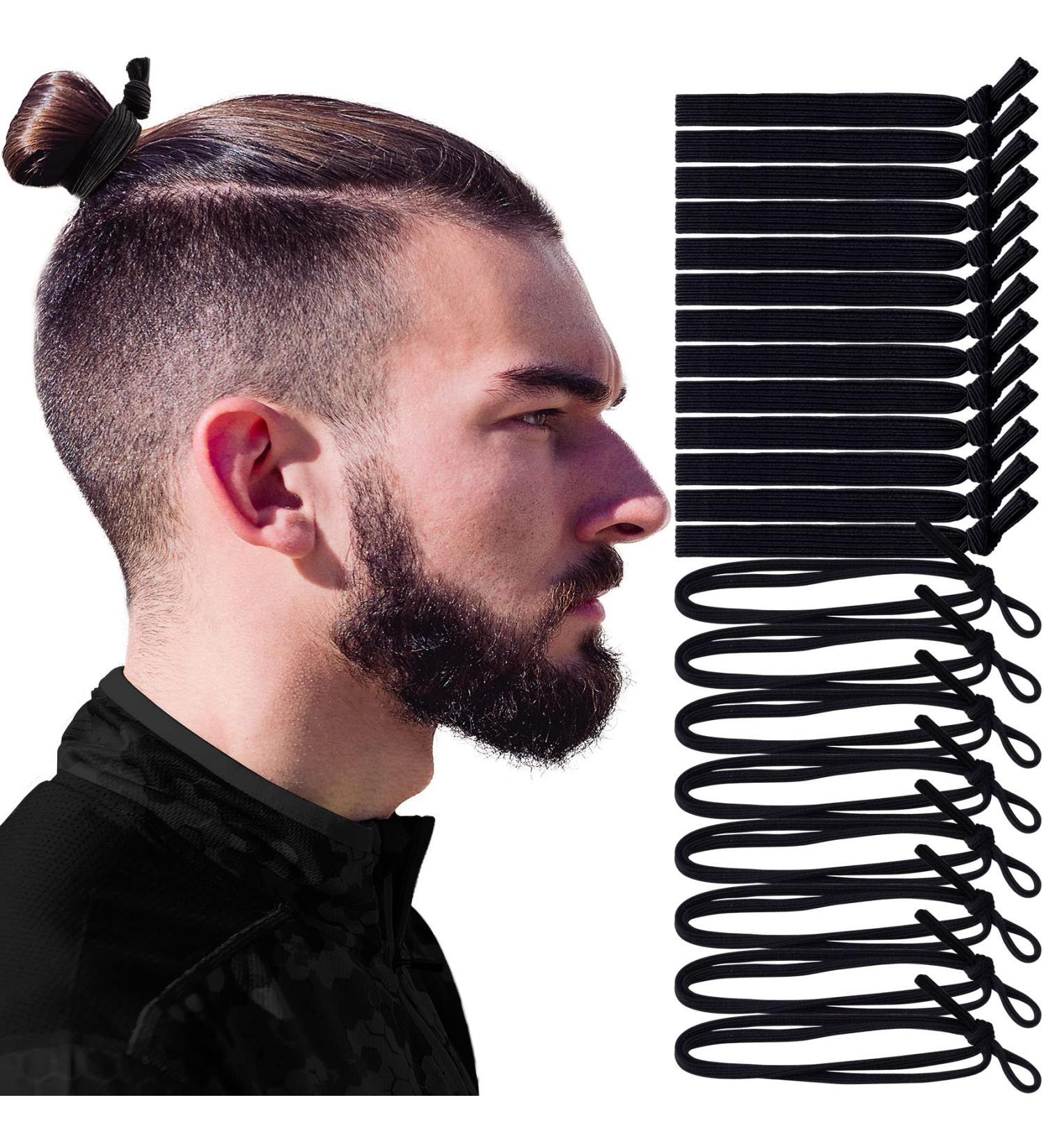 PAGOW 40pcs Men's Hair Ties - Super Elastic Knotted Bands for Man Bun & Thick Curly Hair (Black) - Buy Online on GoSupps.com