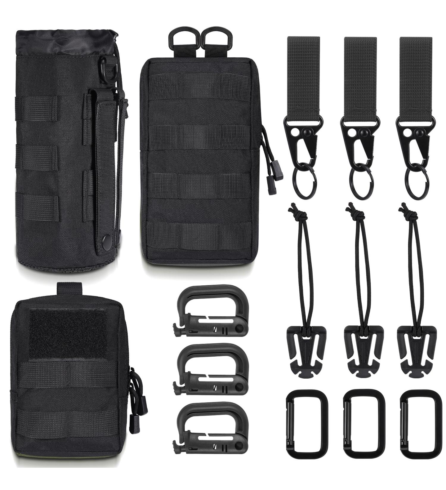 Hejo 3 Set Molle Pouch - Tactical Pocket Belt for Outdoor Camping & Bike Tours - Black - Buy Online on GoSupps.com