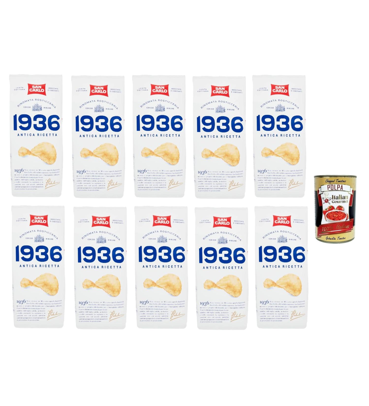  Italian Gourmet E.R. San Carlo 1936 Lot of 10 salted potato chips 150 g + Italian Gourmet Pulp 400 g - Buy Online on GoSupps.com