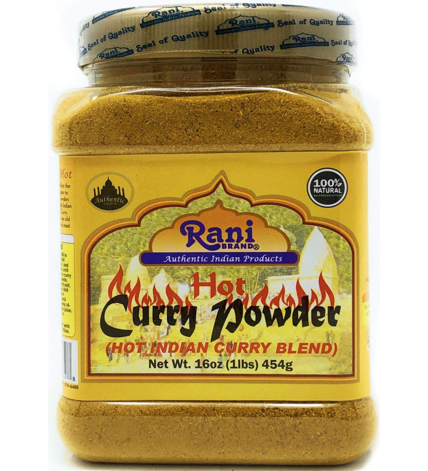 Rani Curry Powder Hot 16oz PET Jar - Authentic Indian Blend, All Natural, Vegan, Gluten-Friendly - 1lb Pack - Buy Online on GoSupps.com