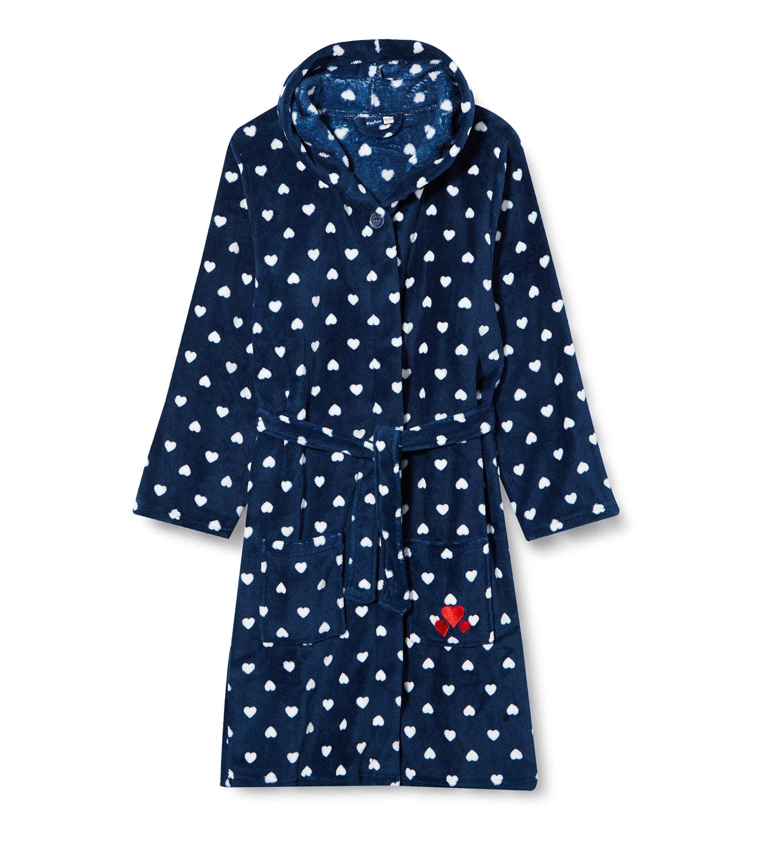 Playshoes Unisex Children's Fleece Bathrobe - Dressing Gown 110-116 - Cozy Hearts Design for Kids | International Shipping Available - Buy Online on GoSupps.com