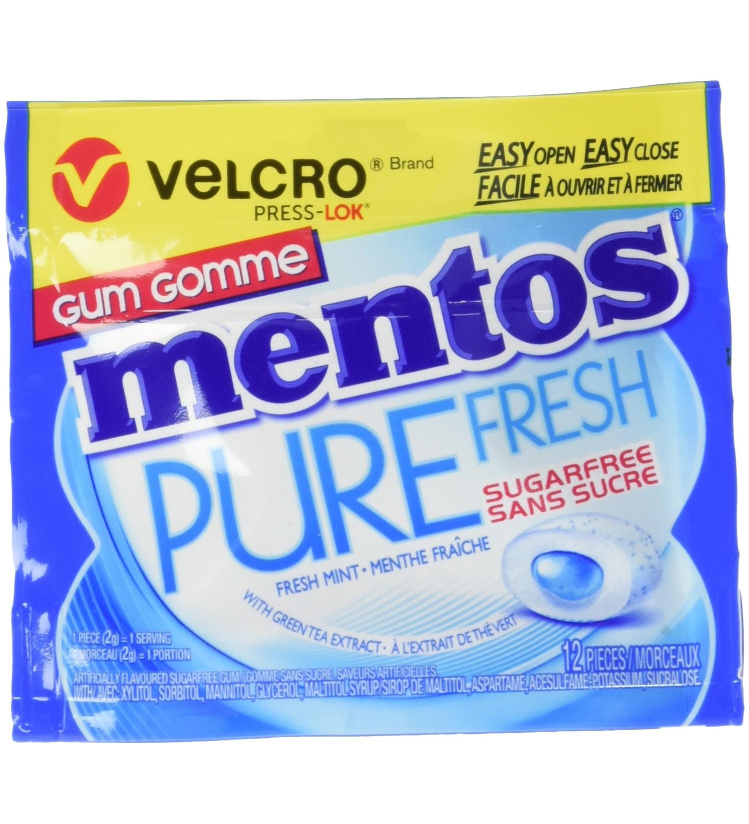 Mentos Gum Pure Fresh Velcro Pack Fresh Mint 24g Pack of 10 - Buy Online on GoSupps.com