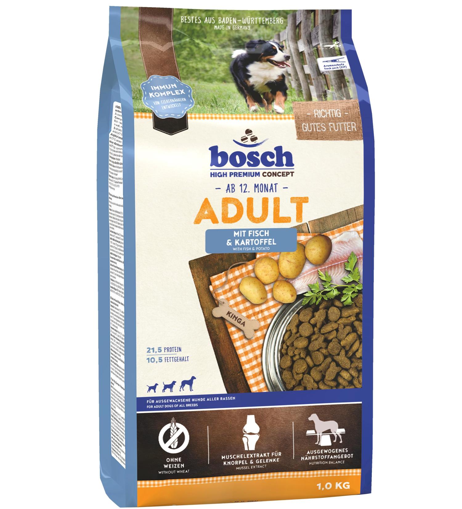 Bosch HPC Adult Dry Dog Food with Fish & Potato | 1kg | Premium Food for All Breeds - International Shipping Available - Buy Online on GoSupps.com