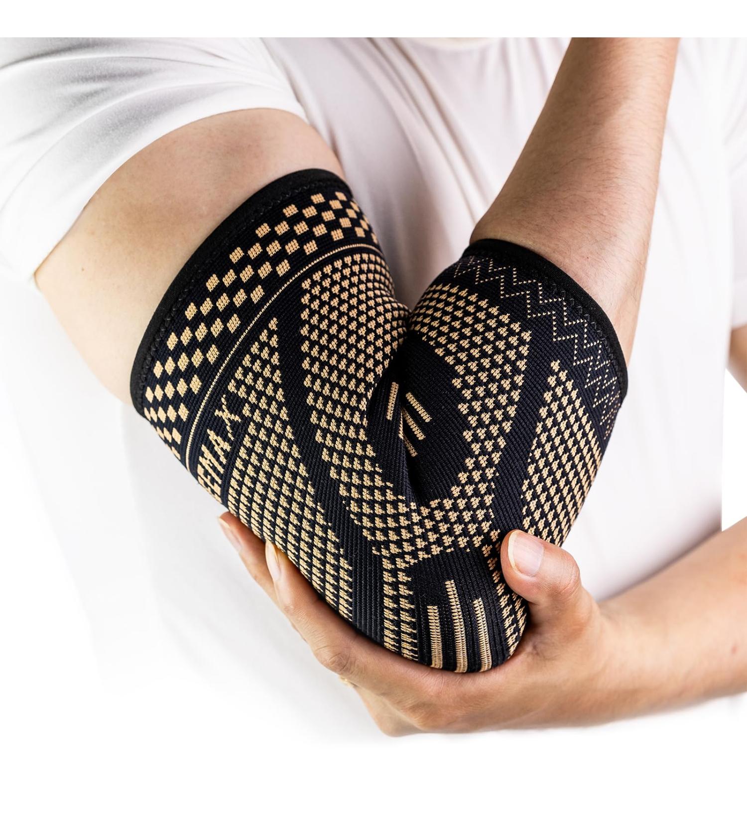 Buy INDEEMAX Copper Elbow Compression Sleeve - Best Tennis Elbow Brace for Pain Relief | Support for Arthritis Tendonitis & Sprains - International Shipping Available - Buy Online on GoSupps.com