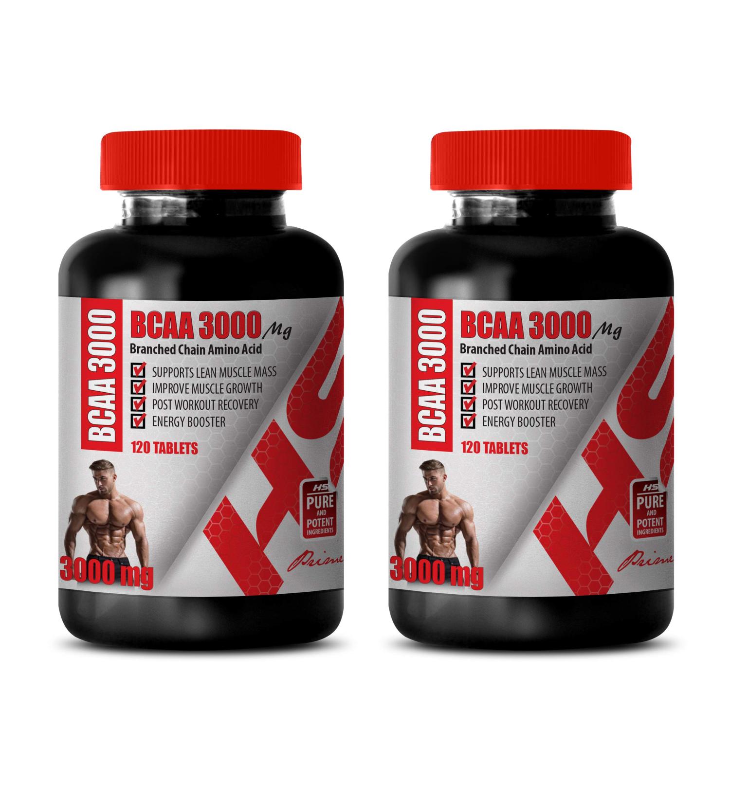 Muscle Builder Pills for Men - 3000MG BCAA Braided Amino Acid - Train & Recover - 2 Bottles 240 Tablets - International Shipping - Buy Online on GoSupps.com