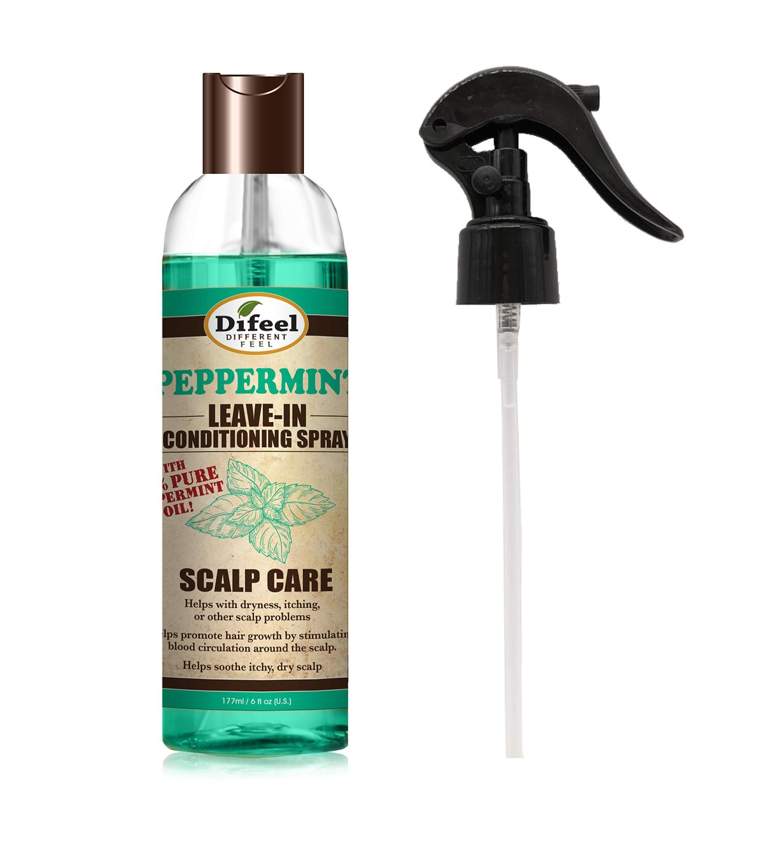 Difeel Scalp Care Leave in Conditioning Treatment with Peppermint Oil 6 oz. - Spray Cap & Dispensing Cap Included - Buy Online on GoSupps.com