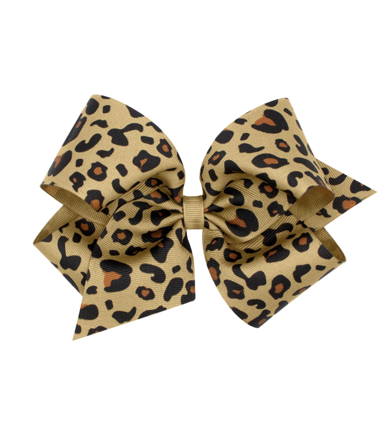 Wee Ones Girls' King Leopard Print Grosgrain Hair Bow in Kahki - 1 Count - Buy Online on GoSupps.com