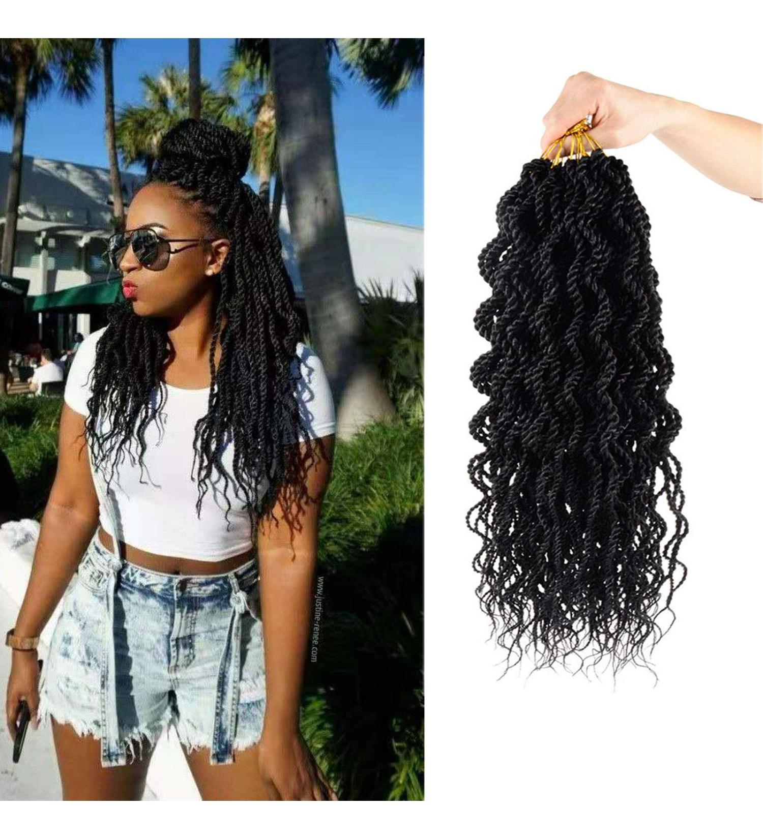 8 Packs 14-Inch Wavy Senegalese Twist Crochet Hair Extensions - Synthetic Braiding Hair (1B) - Buy Online on GoSupps.com