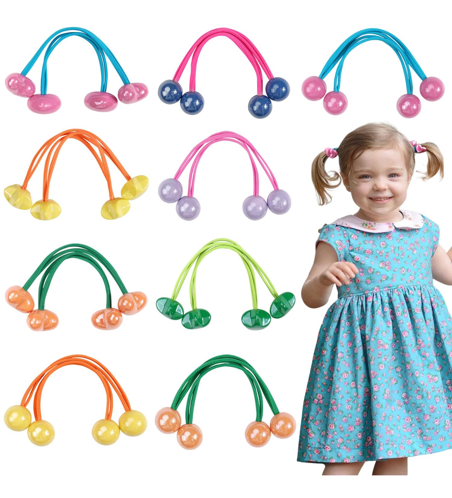 18Pcs Small Plastics Balls Hair Ties for Toddler Girls & Women - Elastic Rubber Bands Hair Accessories - Buy Online on GoSupps.com