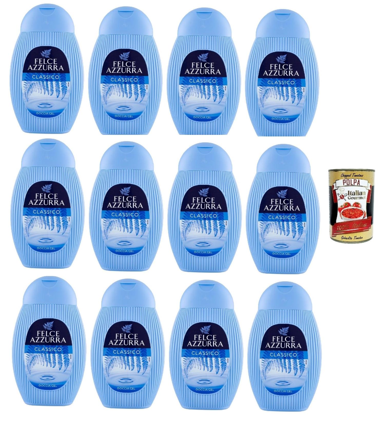  Italian Gourmet E.R. Felce Azzurra Docciagel Classico Refreshing Body Wash and Shampoo 12 x 250 ml + Polpa Italian Gourmet 400 g - Buy Online on GoSupps.com