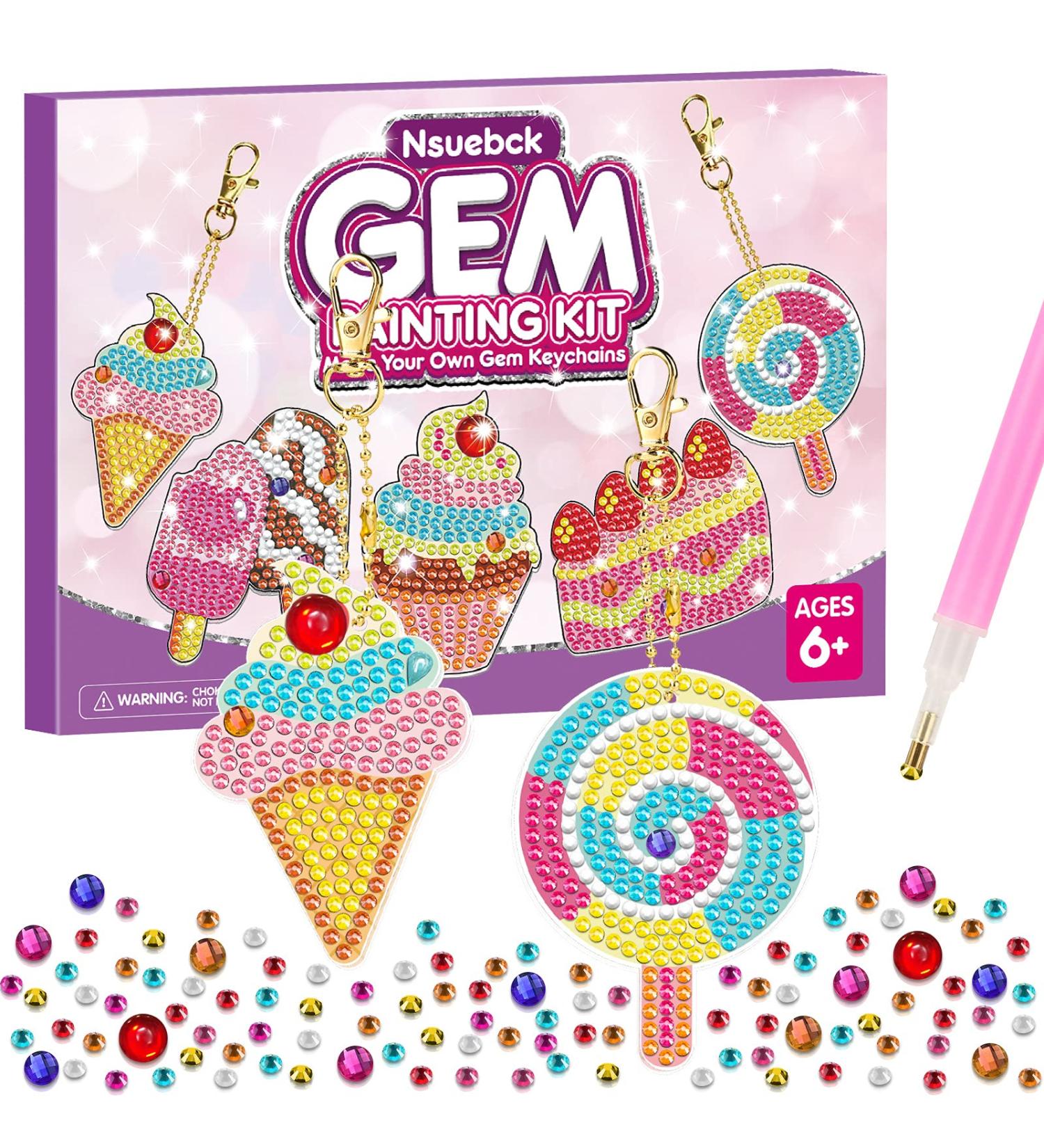 Gem Art Diamond Painting Kits for Kids - DIY Paint by Number Gem Keychains for Girls - Arts and Crafts Birthday Gift - Ages 6-12 - Buy Online on GoSupps.com