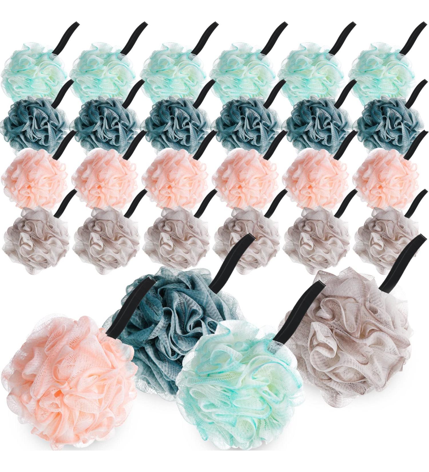 24 Pcs Soft Net Body Scrubber Sponge Balls - Bath Shower Loofahs Bulk for Kids, Men, and Women - Buy Online on GoSupps.com
