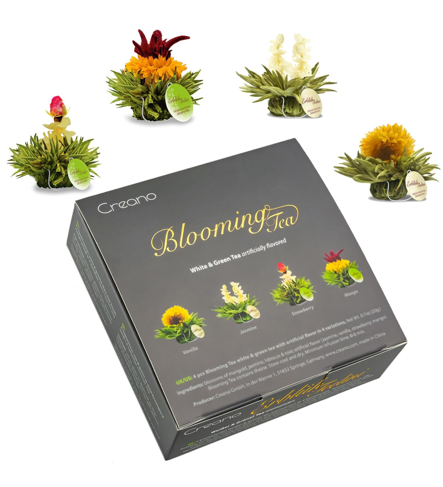 Creano 4 Tea Flowers Gift Box - Premium White & Green Tea Cup Set for International Shipping - Buy Online on GoSupps.com