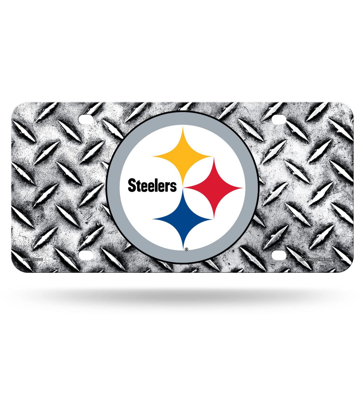 NFL Pittsburgh Steelers Diamond Plate Metal Auto Tag 8.5 x 11 - Ideal for Trucks, Cars, and SUVs - Buy Online on GoSupps.com