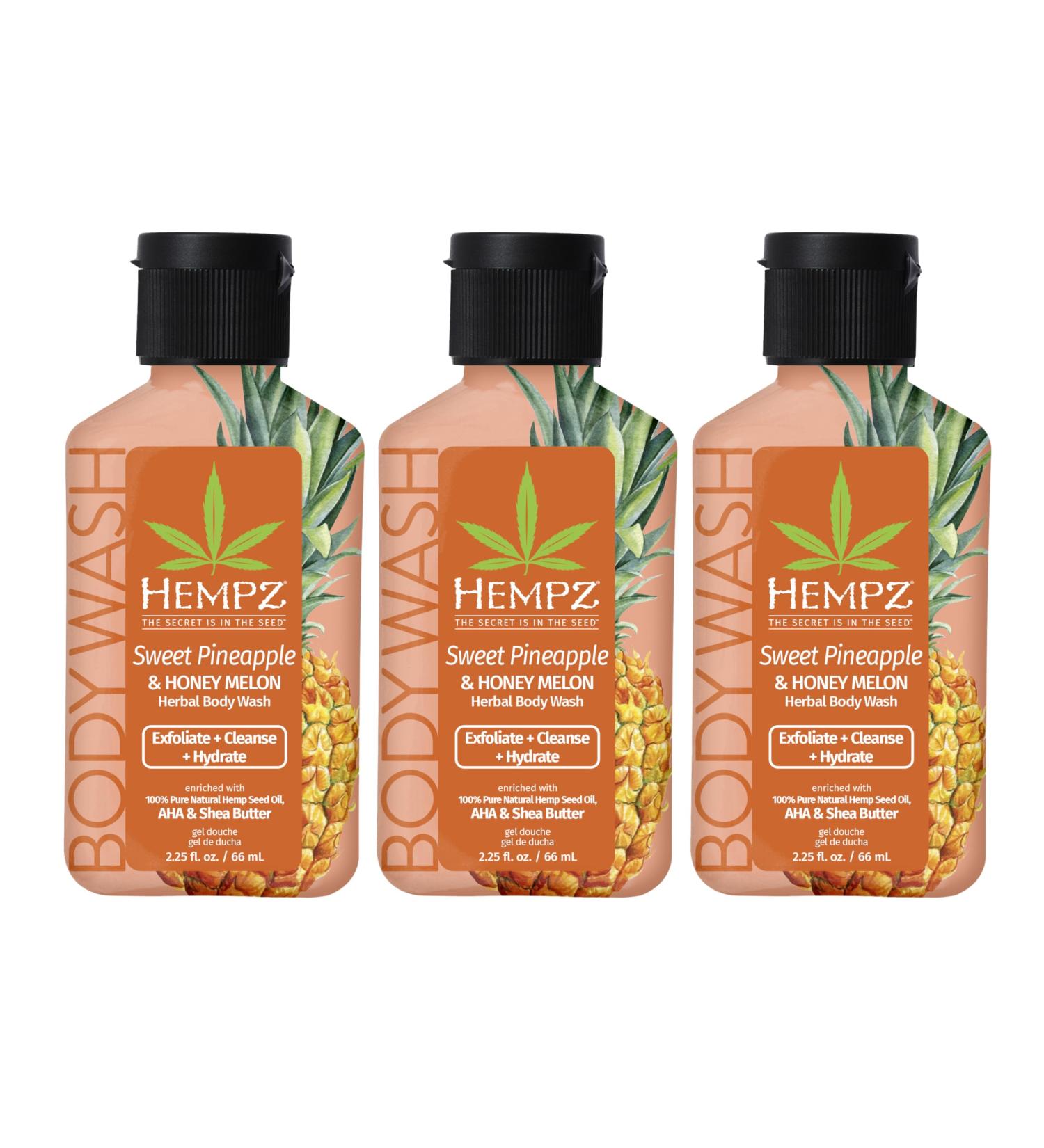 Hempz Mini Body Wash 3-Pack Sweet Pineapple & Honey Melon travel essentials small body wash 2.25 oz - Buy Online on GoSupps.com