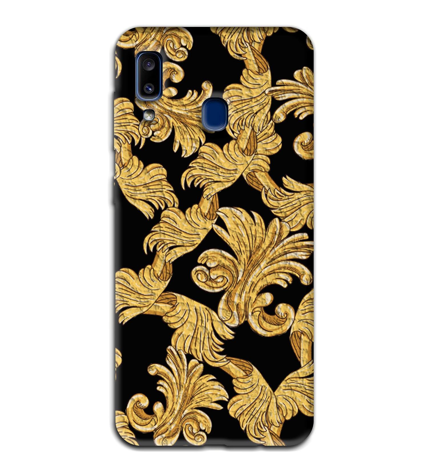 Soft TPU Case for Samsung A20 E - Elegant Black Leather with Gold Liberty Leaves | Luxury Protection - Buy Online on GoSupps.com