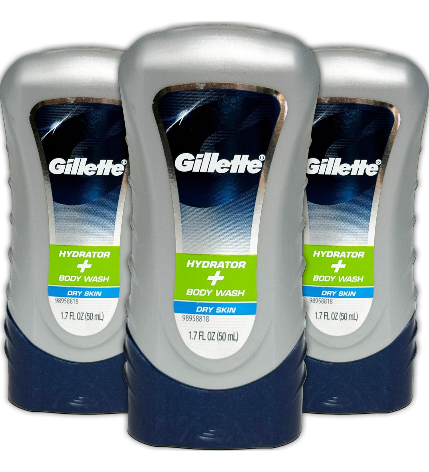 Gillette Hydrator Body Wash for Men 3 Pack Hydrating Body Wash for Dry Skin Fresh Long Lasting Scent Travel Size Toiletries for Gym 1.7 oz Each - Buy Online on GoSupps.com