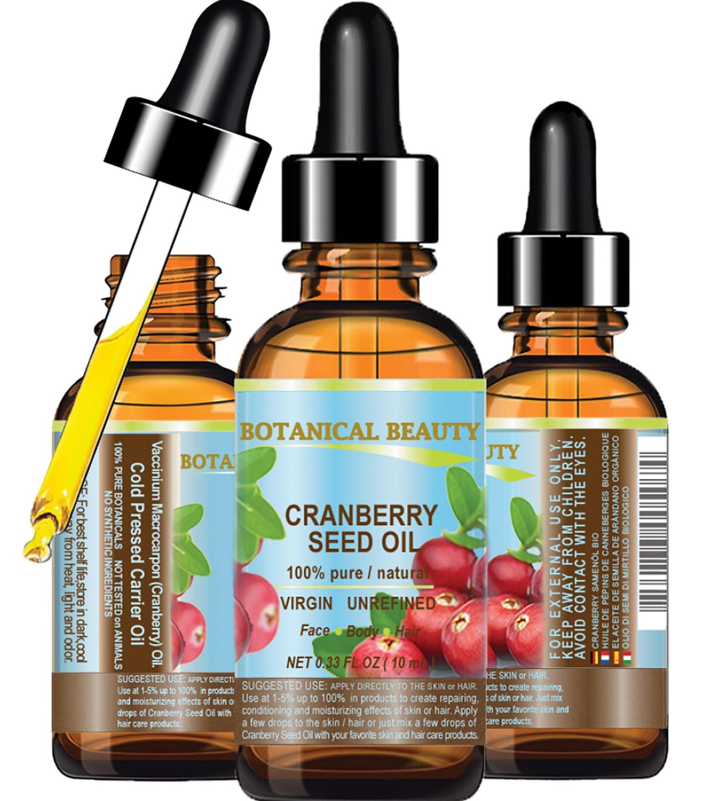 Cranberry Seed Oil 100% Pure Natural Unrefined Virgin Cold Pressed - 10ml Anti-Aging Face & Hair Oil | Botanical Beauty - Buy Online on GoSupps.com