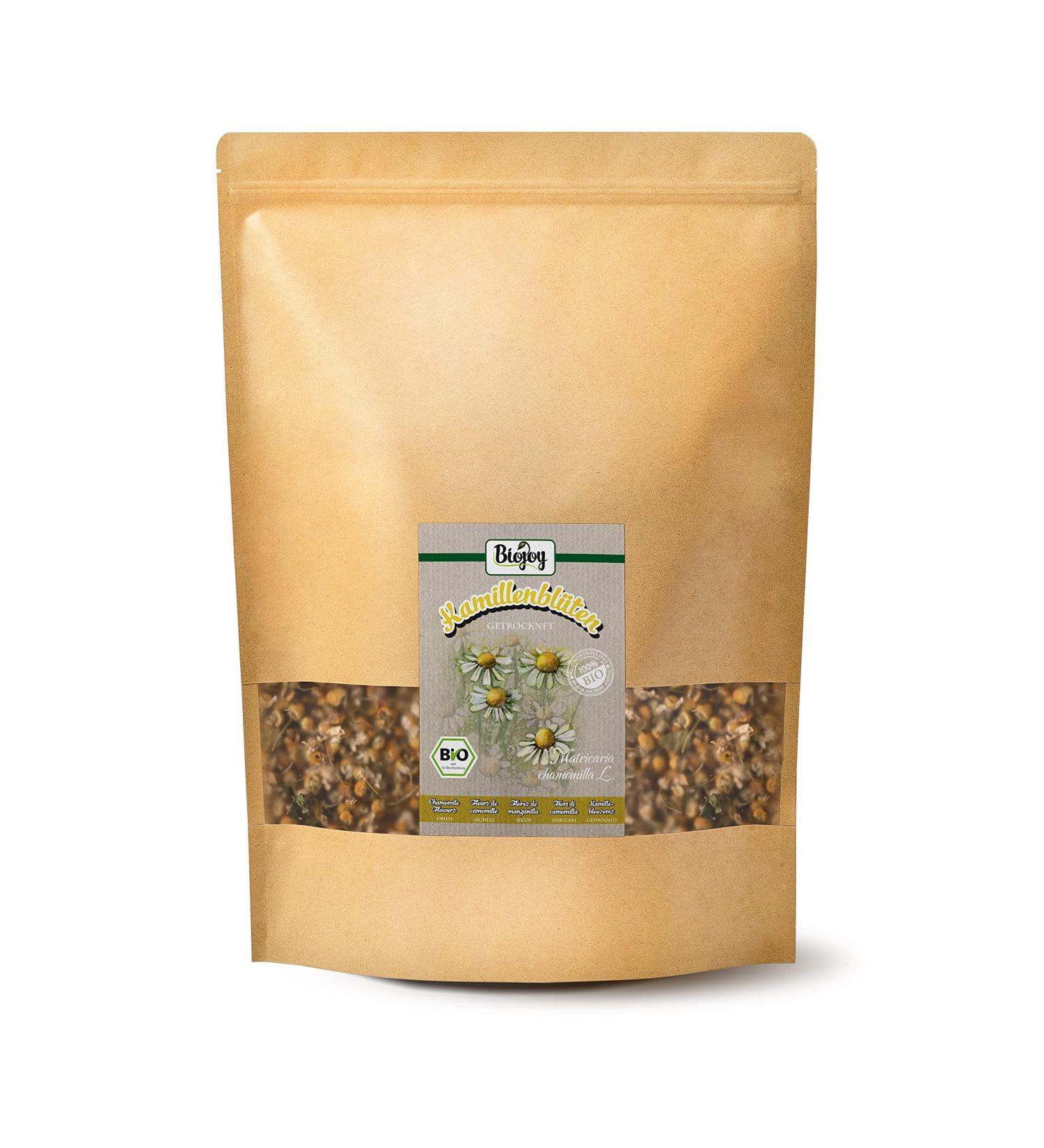 Buy Biojoy ORGANIC Chamomile Flowers (500g) - Dried Whole Chamomile Tea - Premium Matricaria Chamomilla for Herbal Relaxation & Wellness - Buy Online on GoSupps.com