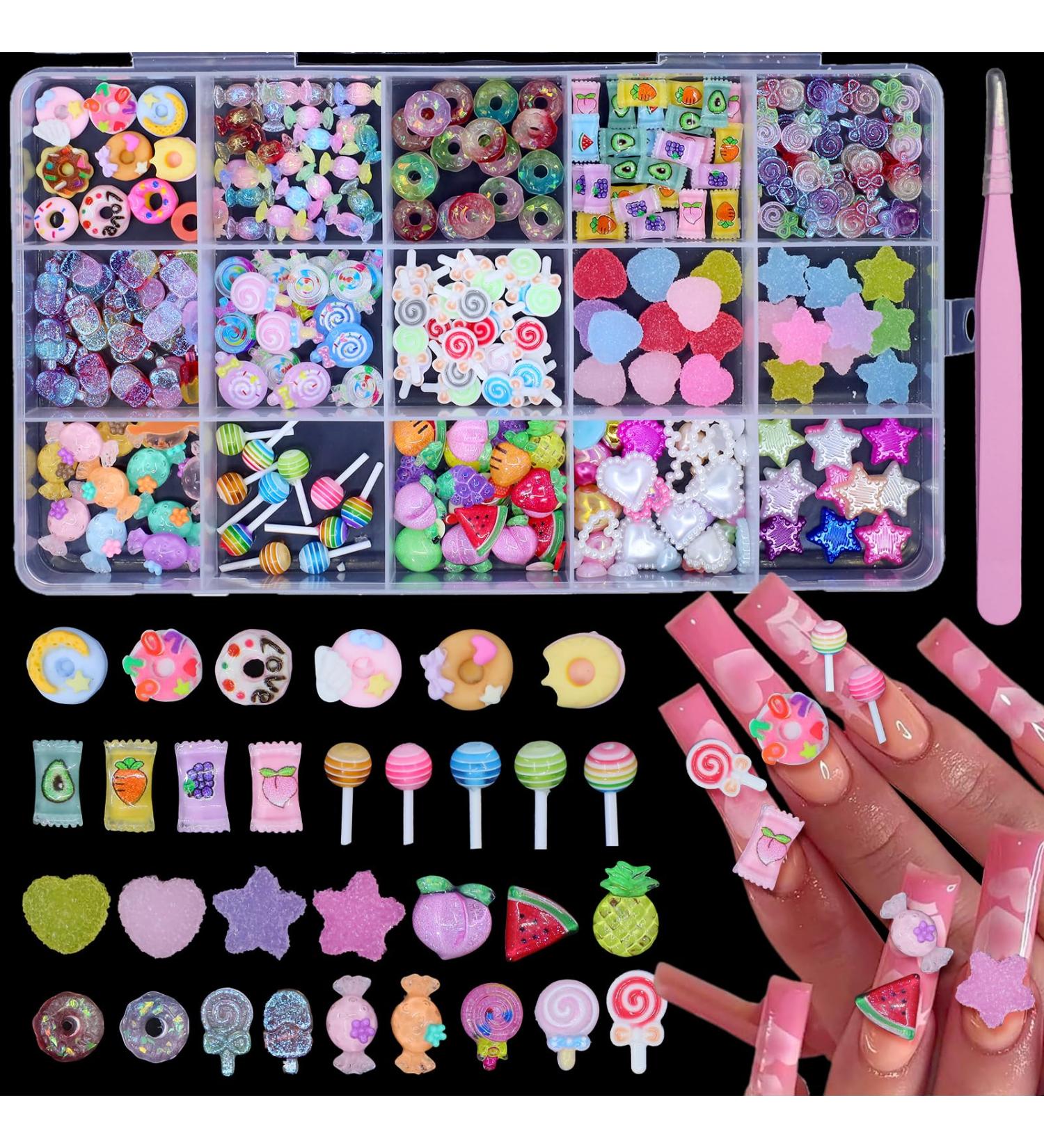 3D Candy Nail Charms Kit | Cute Lollipop & Gummy Candy Nail Charms for DIY Manicures | Colorful Heart & Star Accessories - Buy Online on GoSupps.com