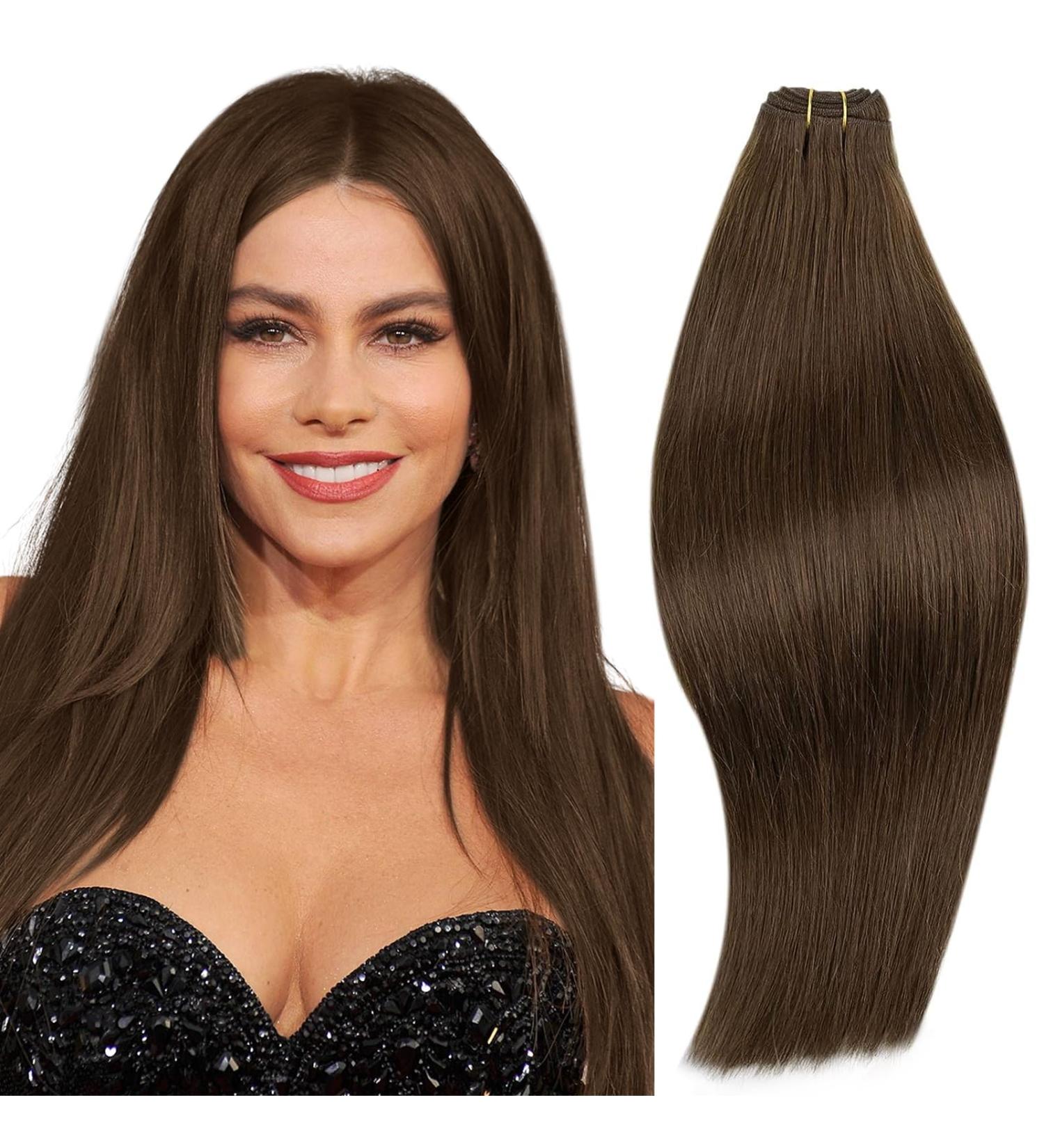 Buy Runatur Brown Real Hair Extensions 40cm | Smooth 100g Human Hair Treats for Sewing #4 - Buy Online on GoSupps.com