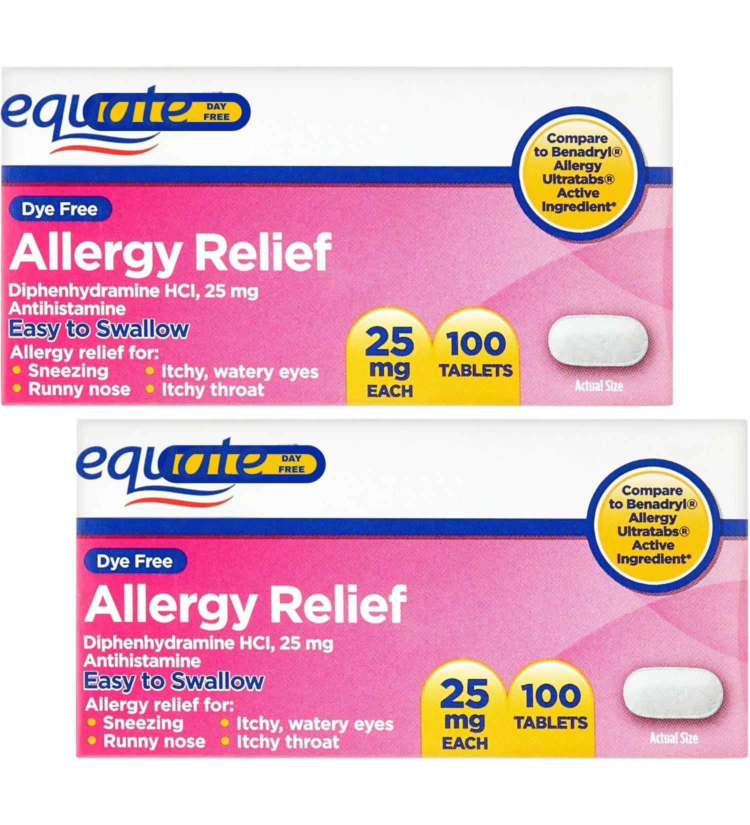 Dye-Free Allergy Relief 25 mg 100ct Tablets (Pack of 2) - Buy Online on GoSupps.com