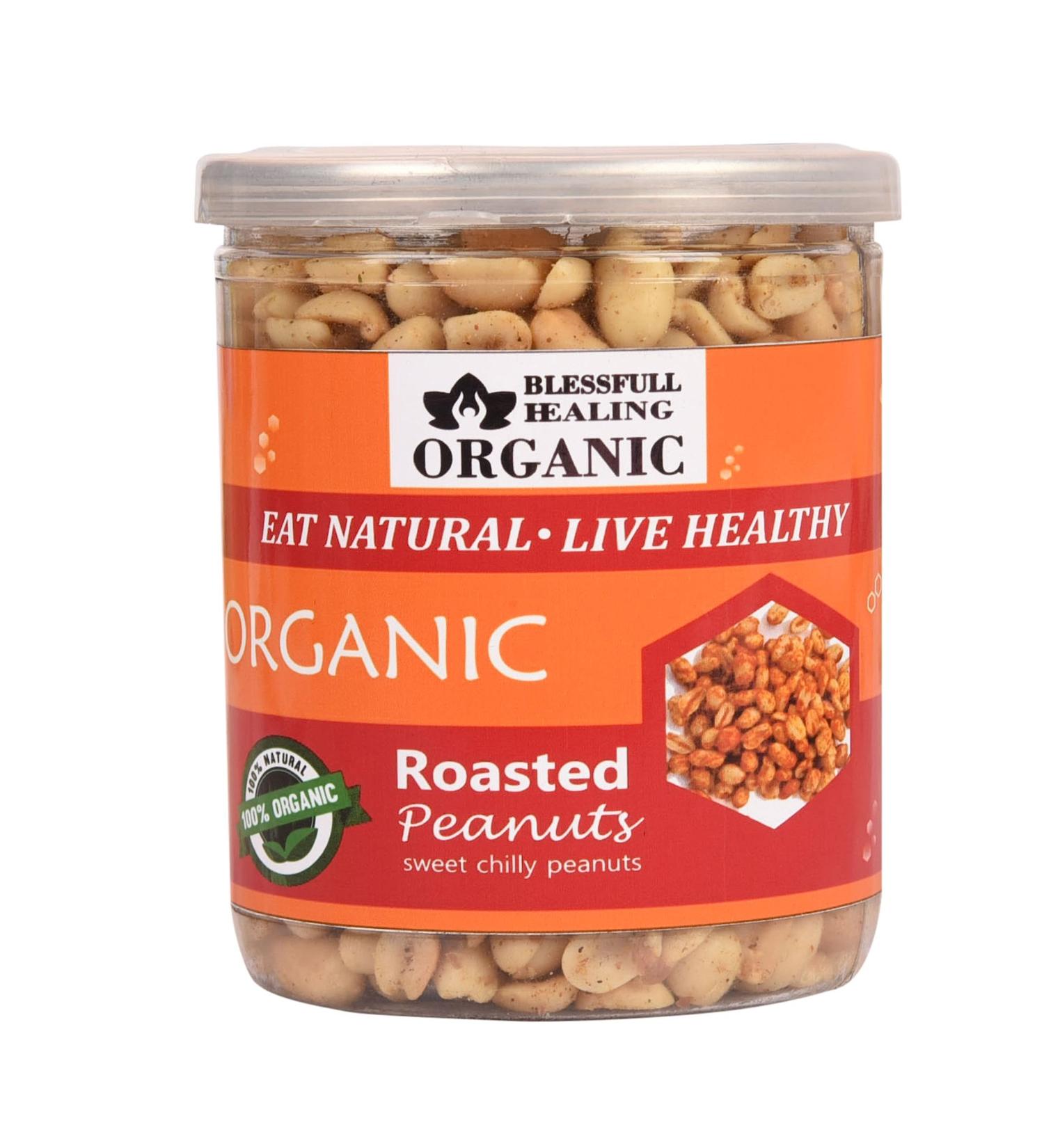 Blessfull Healing Organic Natural Vegan Sweet Chilly Roasted Peanuts Crunchy Healthy Snacks 250 Gram - Buy Online on GoSupps.com