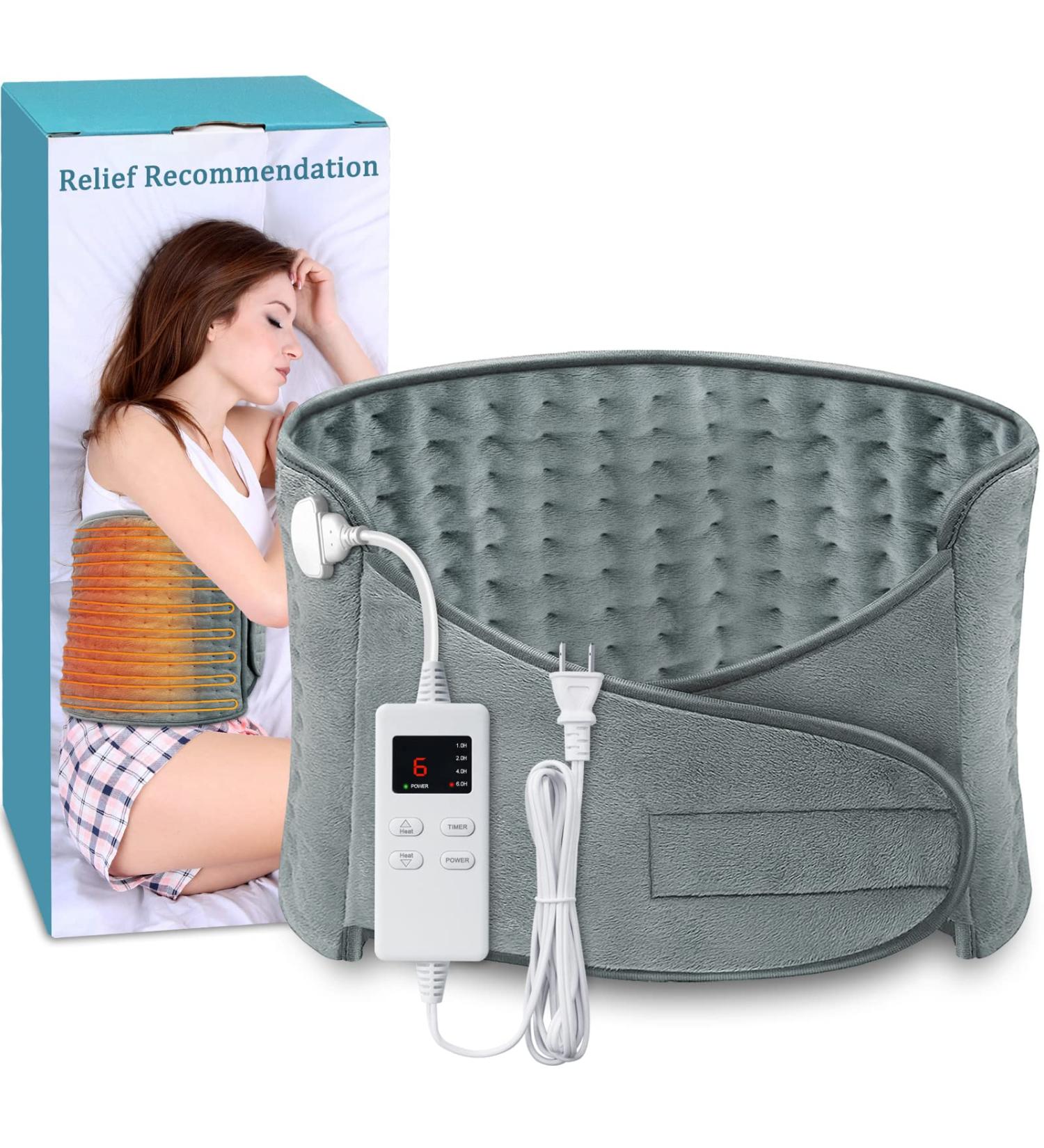 Heating Pad for Back Pain and Cramps Relief - Large Menstrual Heating Pad with 4 Timer Auto Shut Off & 6 Heat Setting Electric Heat Pad - Dry & Moist Therapy - 12x24+20 - Buy Online on GoSupps.com