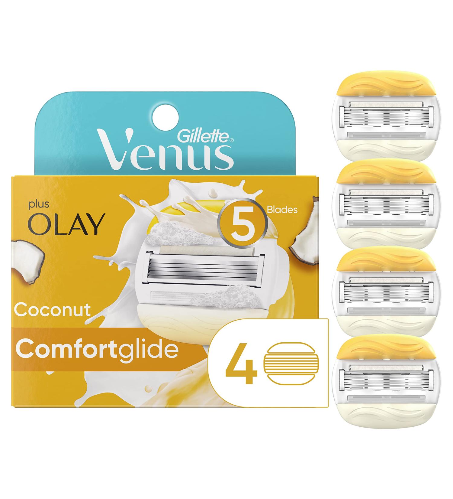 4-Count Gillette Venus ComfortGlide Razor Blade Refills Infused with Olay Coconut Scent - Buy Online on GoSupps.com