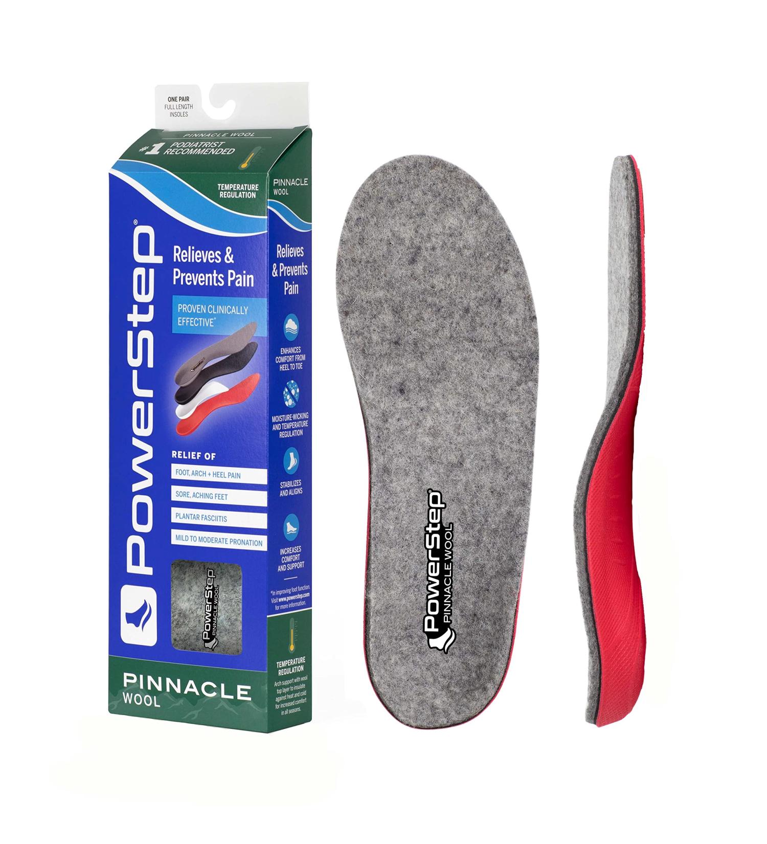 Powerstep Pinnacle Wool Insoles Gray/Red Men's Size 11-11.5 - Buy Online on GoSupps.com