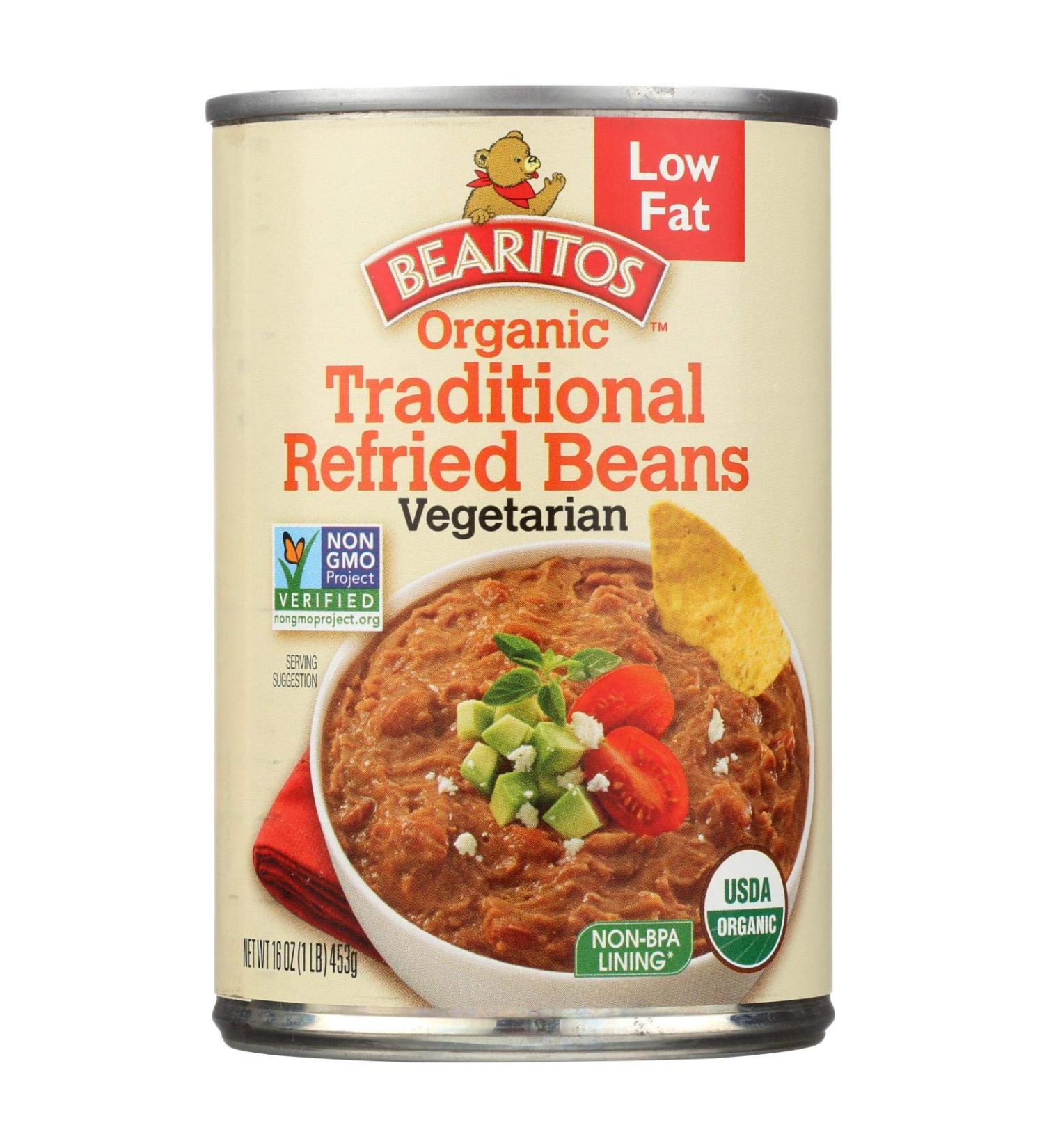 Bearitos Organic Refried Beans - Traditional - Case of 12 - 16 oz.