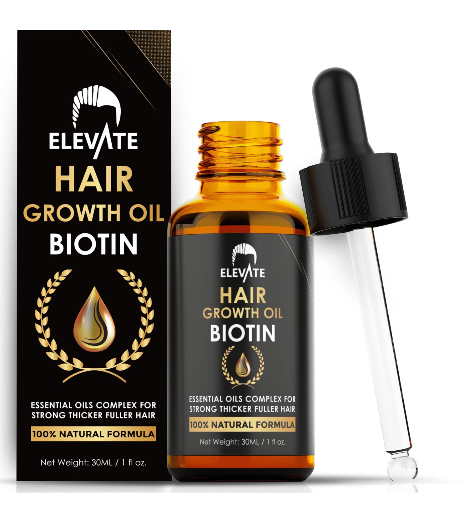 ELEVATE Hair Growth Oil - Biotin & Castor Oil Serum for Stronger, Thicker Hair Growth - Prevent Hair Loss & Thinning - Men & Women - 1 fl oz - Buy Online on GoSupps.com