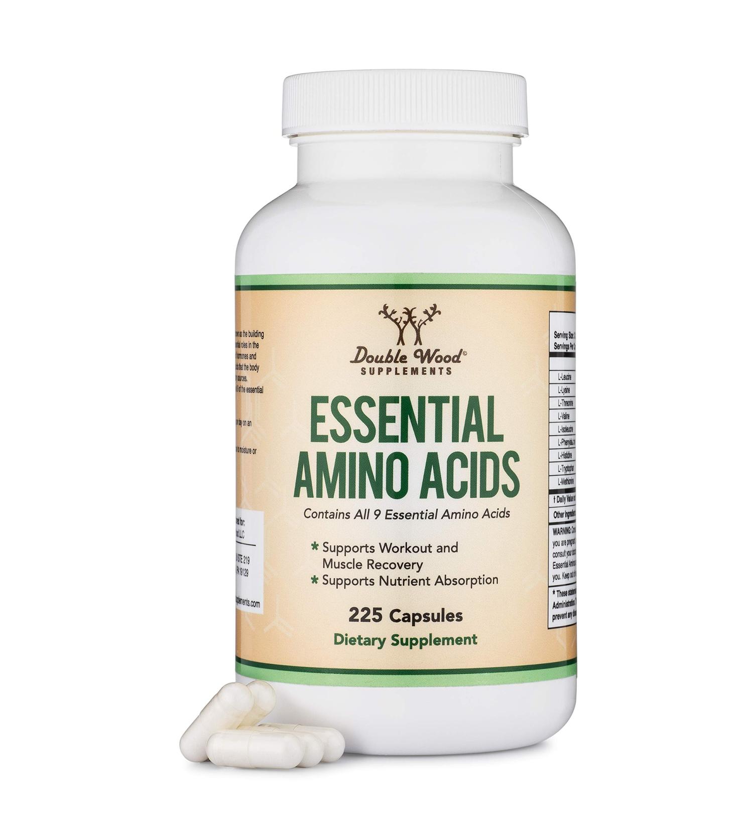 Essential Amino Acids Powder Blend - 1g Per Serving | 225 Capsules by Double Wood Supplements - Buy Online on GoSupps.com