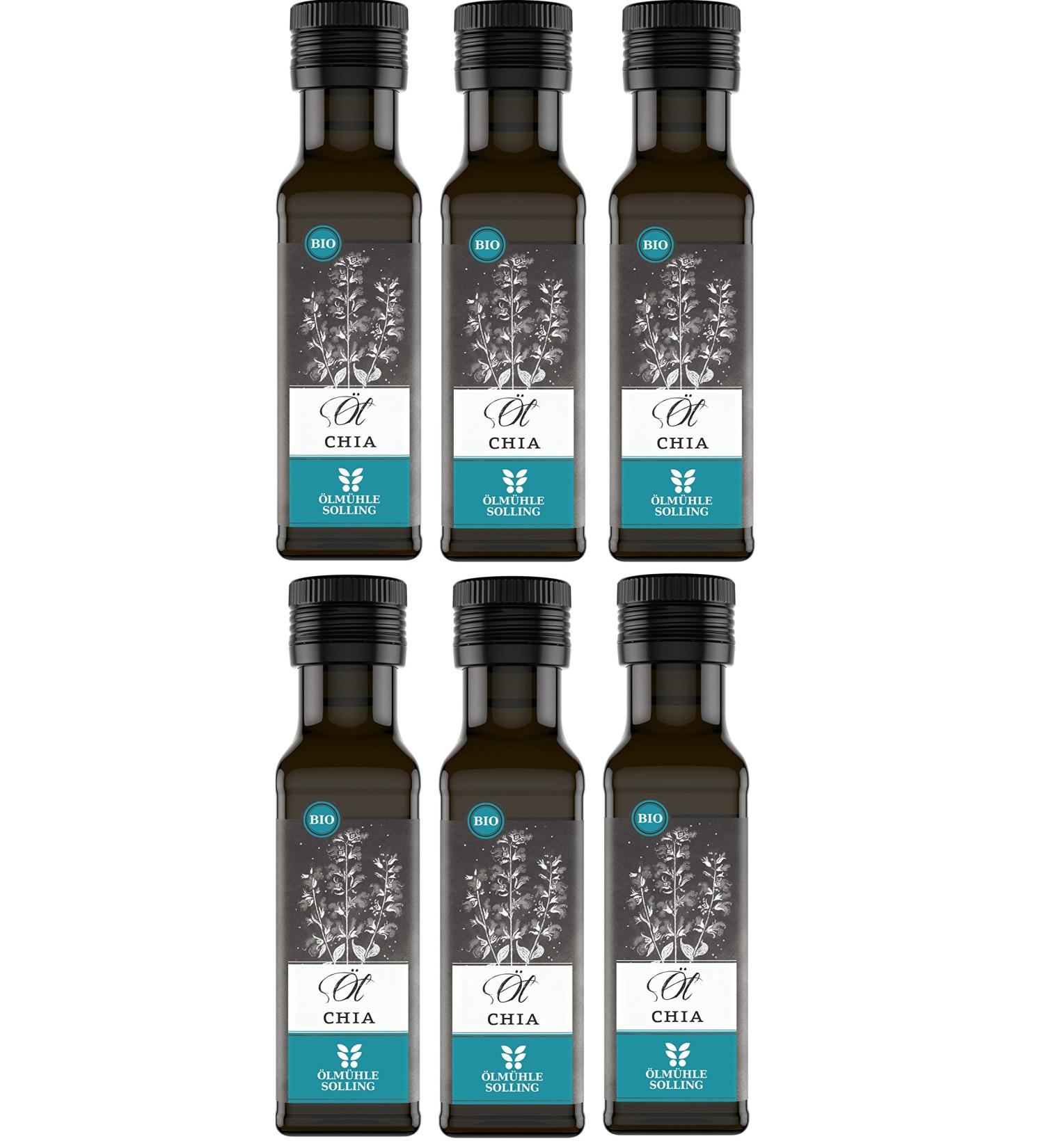  lm hle Solling Organic Chia Oil Virgin (6 x 100 ml) - Premium Cold-Pressed Nutrient-Rich Superfood for Cooking & Wellness - Buy Online on GoSupps.com