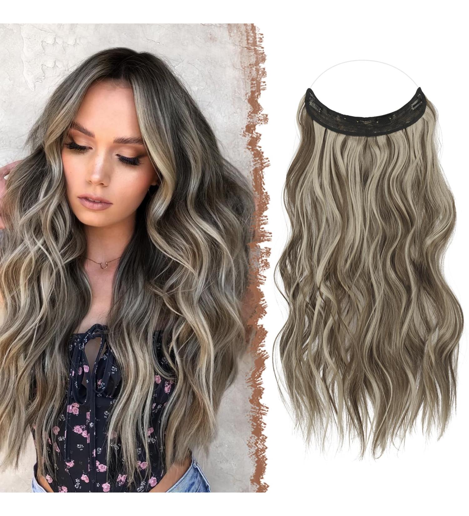 Feshfen Secrets Long Corrugated Hair Extensions - Invisible Synthetic Hair for Women in Copper Chestnut Brown & Brunette Mixed Ash Blonde 40cm - Buy Online on GoSupps.com