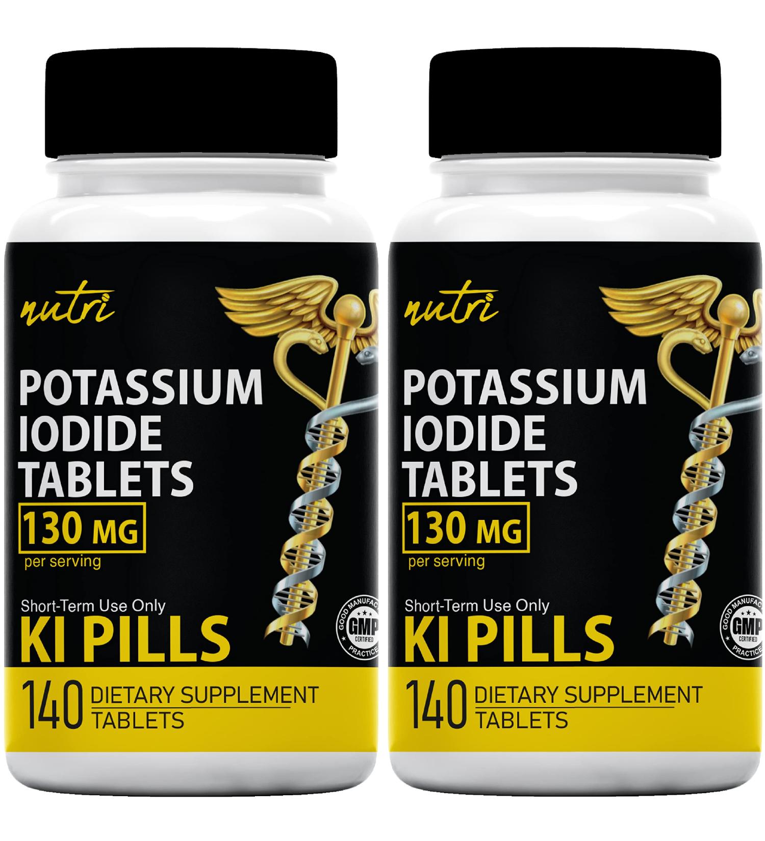 Potassium Iodide Radiation Tablets 130mg (280 Tablets) - 2 Pack EXP 05/2032 | Ki Pills for Radiation | YODO Naciente Anti Nuclear Fallout Tabs - Buy Online on GoSupps.com