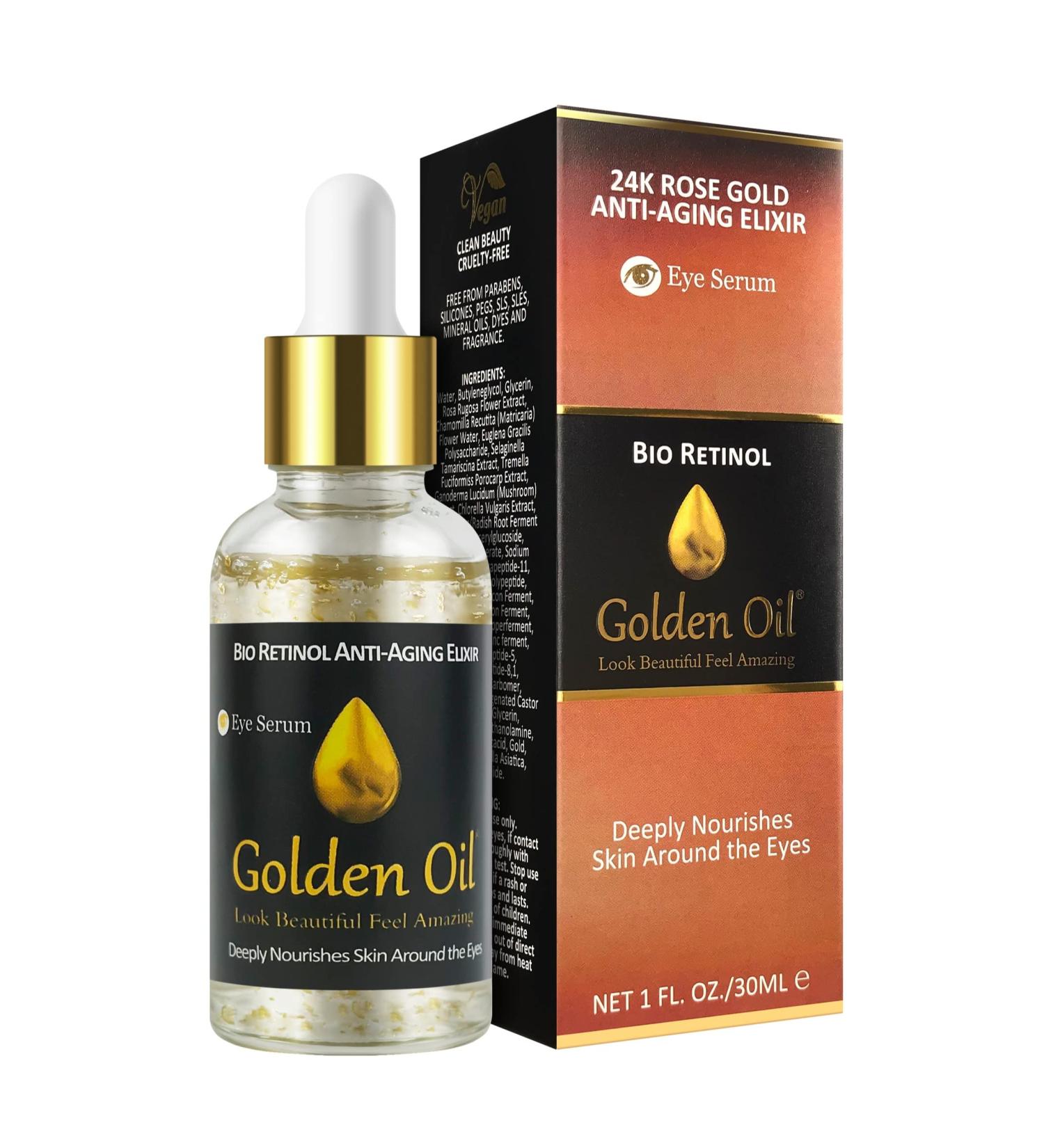 Buy Anti-Aging Bio Retinol 24k Rose Gold Face & Eye Serum - Hyaluronic Acid Bakuchiol & Niacinamide for Dark Circles Fine Lines Wrinkles - 1.0 Fl Oz - International Shipping Available - Buy Online on GoSupps.com