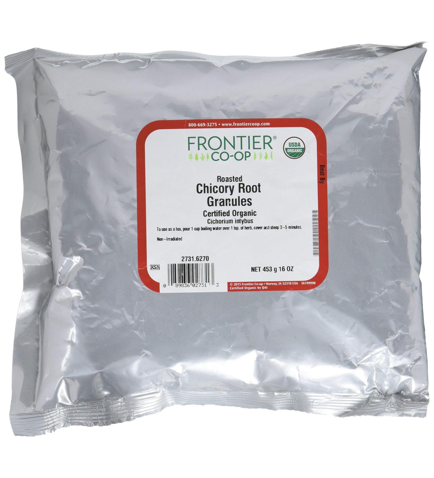 Frontier Organic Roasted Chicory Root Granules - 16 oz (453g) | Certified Natural Coffee Alternative - Buy Online on GoSupps.com
