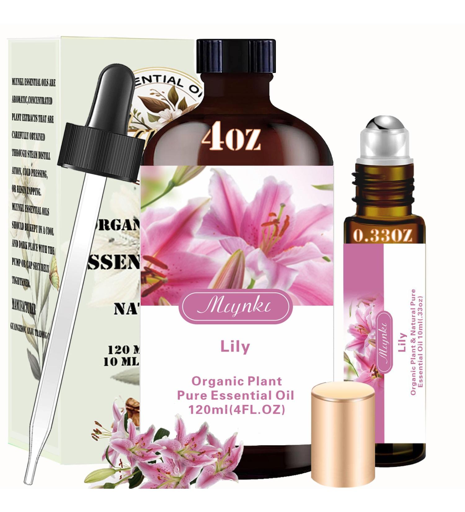 Lily Essential Oil Set - 4 fl oz & 10ml Roll On | Perfect for Aromatherapy Spa Massage & DIY Projects | Ideal Gift for Women - Buy Online on GoSupps.com