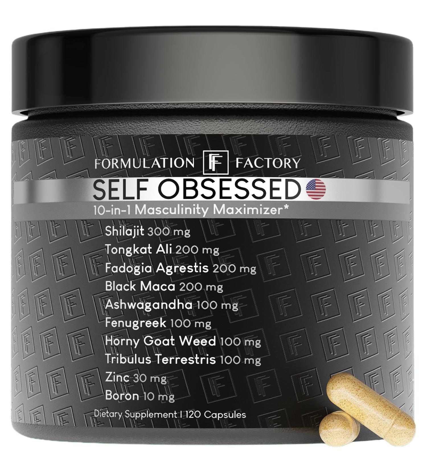 Formulation Factory Self Obsessed 10 in 1 Masculinity Maximizer Supplement Shilajit for Men Tongkat Ali Ashwaganda Fenugreek Muscle Growth Energy Drive Strength Recovery 2 Month (Pack of 1) Self Obsessed 120 Count (  - Buy Online on GoSupps.com