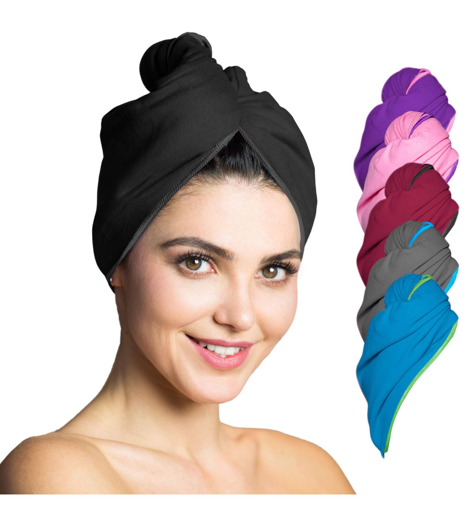 Fit Flip Hair Turban Microfiber - Quick-Drying & Absorbent Hair Towel (Black) - 1 Piece - Buy Online on GoSupps.com
