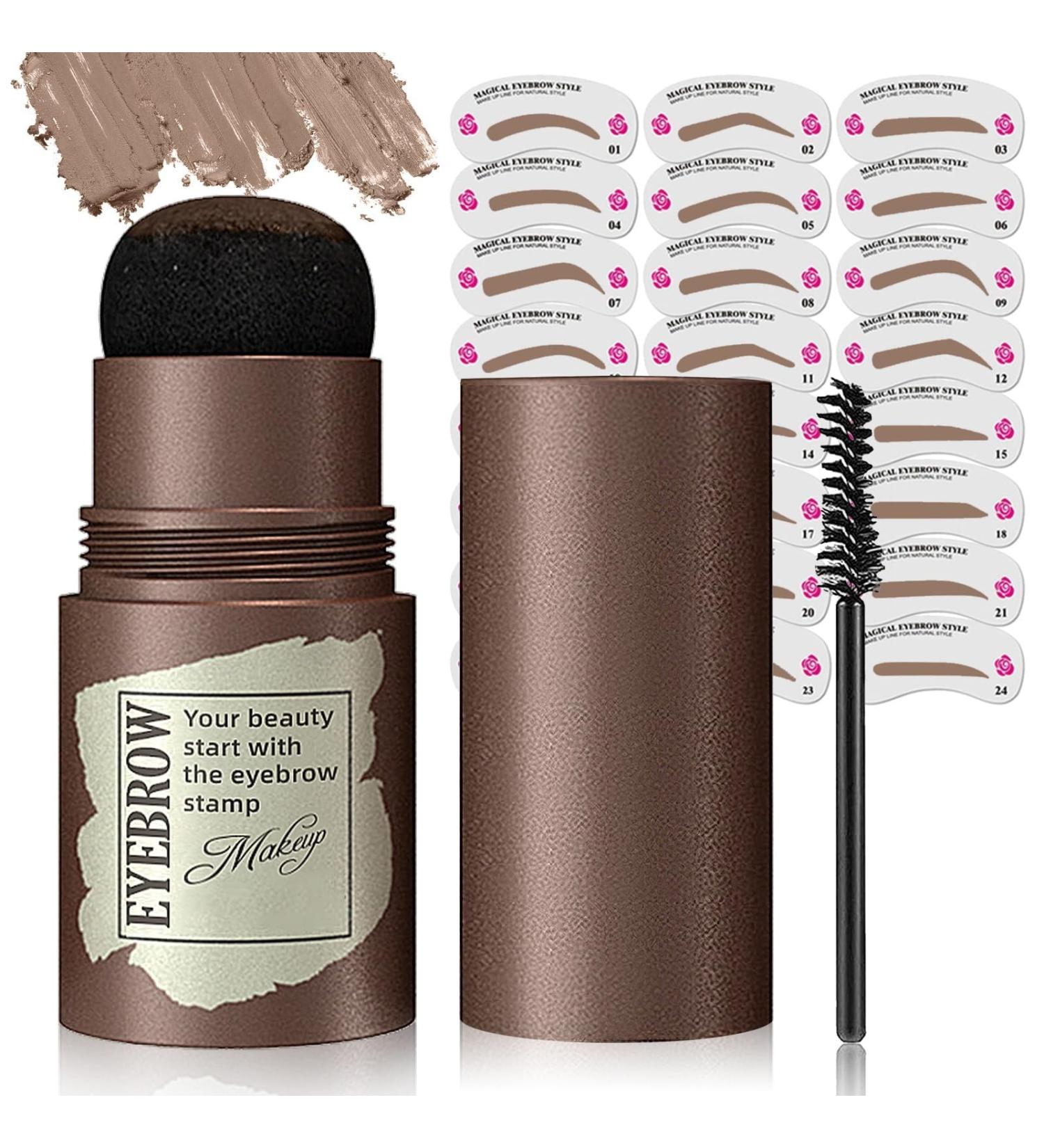 Eyebrow Stamp Stencil Kit - Waterproof Long-Lasting Brow Shaping with 24 Reusable Stencils - Perfect Natural Light Brown Eyebrows - Buy Online on GoSupps.com