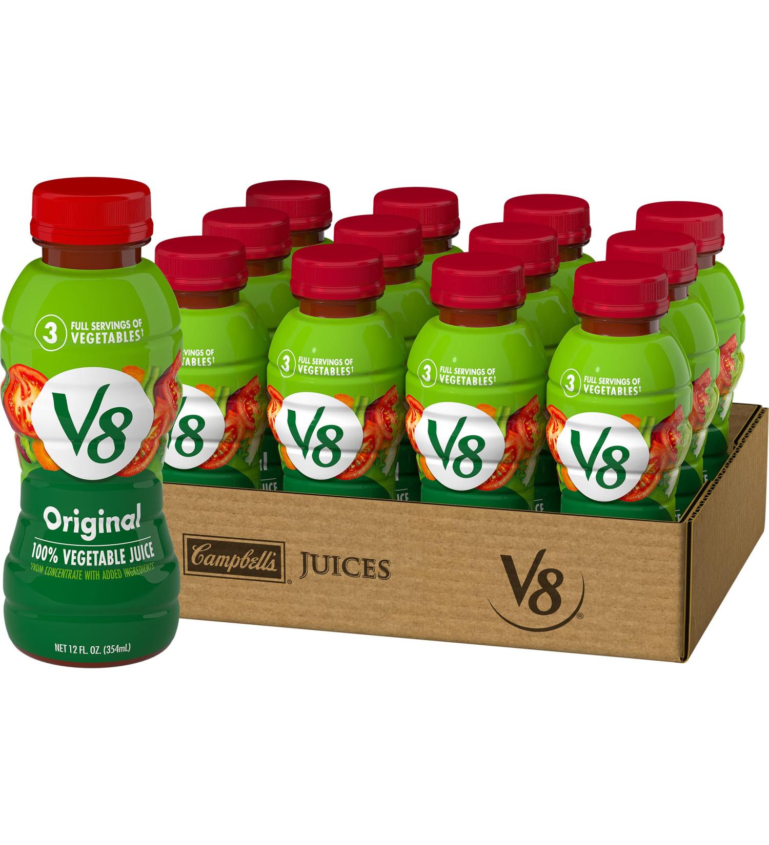 V8 Original 100 Vegetable Juice 12oz Bottle - Tomato Vegetable Blend - Buy Online on GoSupps.com