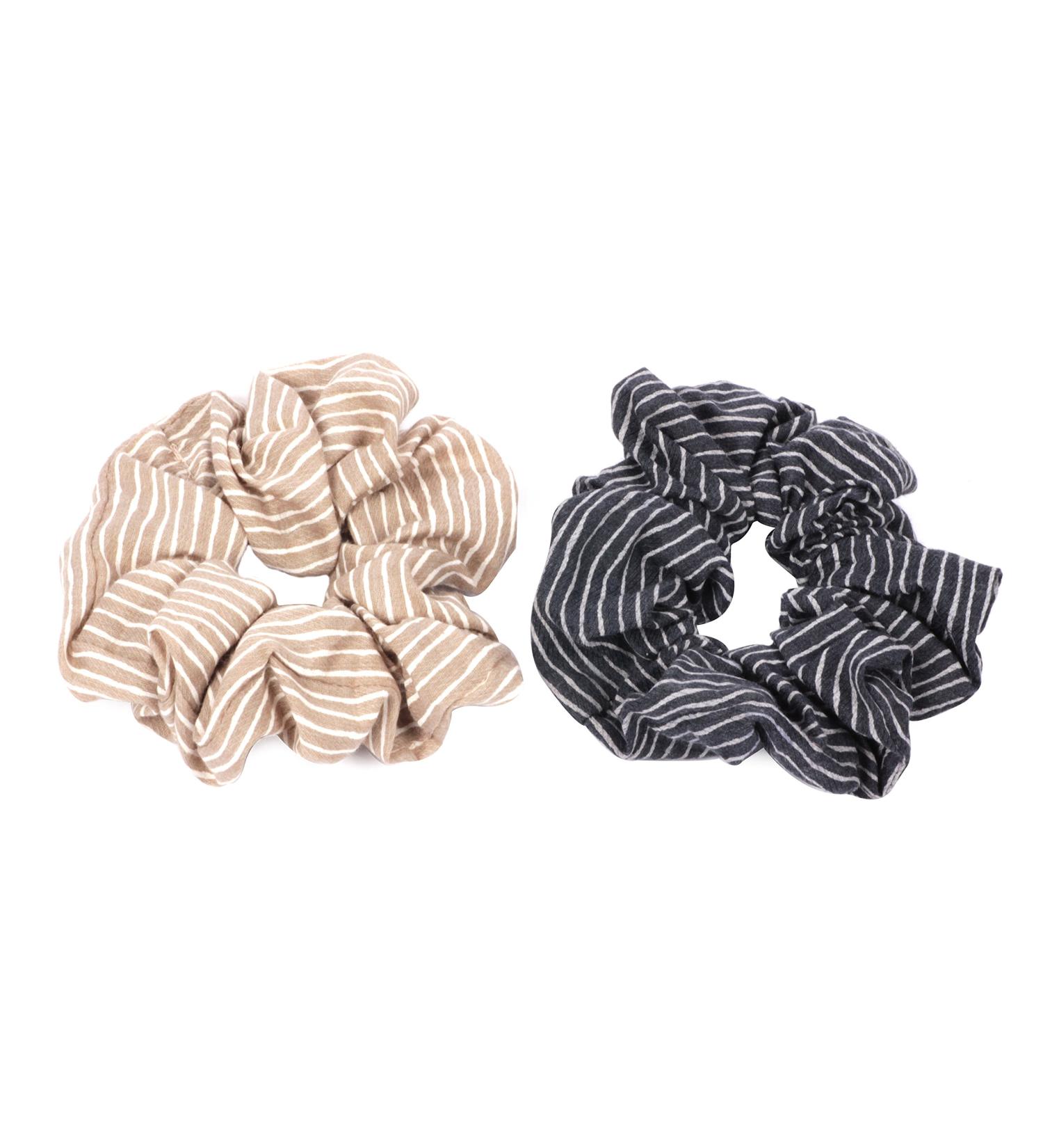axy XXL Scrunchie Hair Tie Set - 2x Fabric Hair Ties Ponytail Holder Ponytail Holder Hairpiece Hairband Scrunchies Double Pack (Set 1)