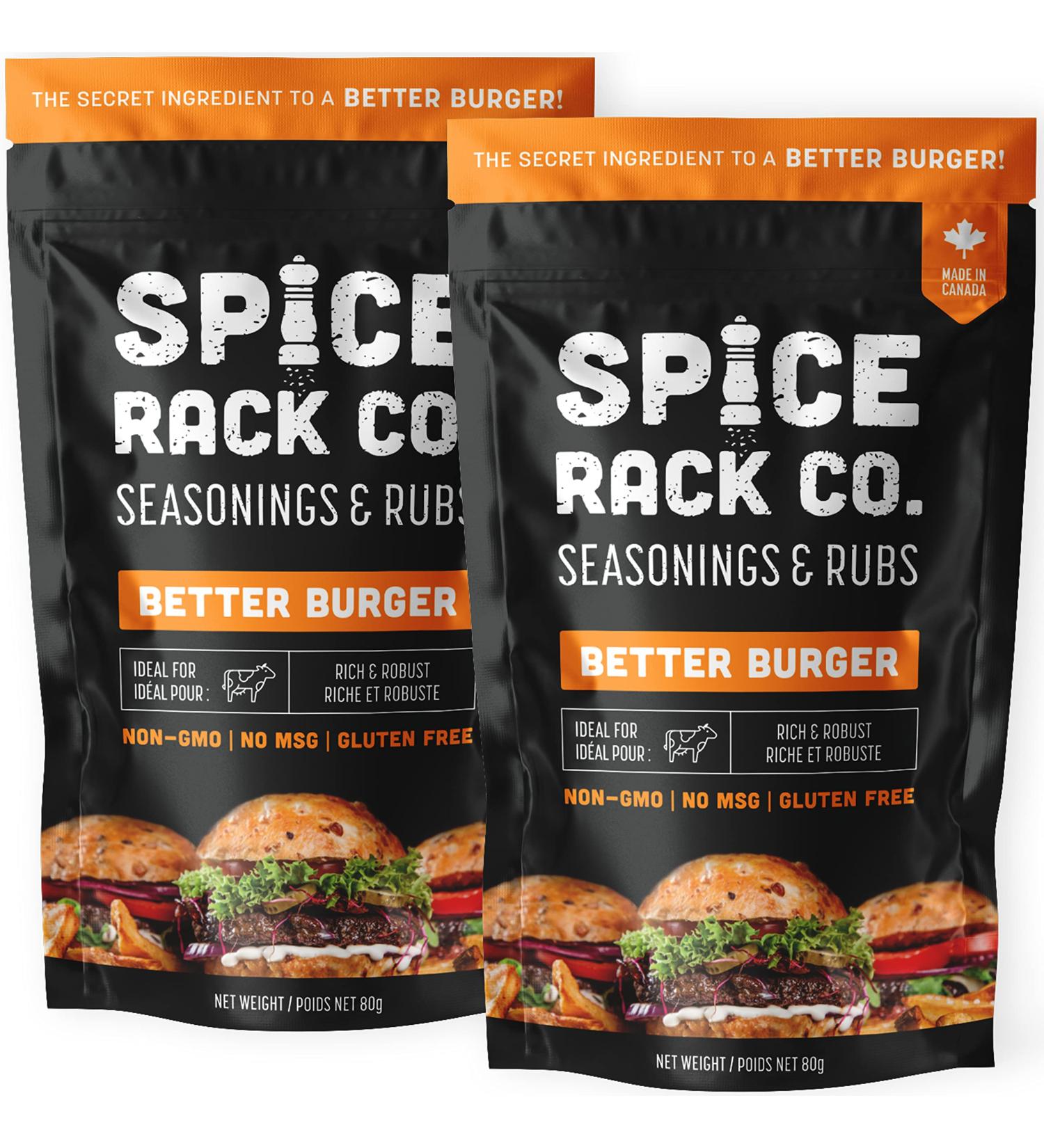 Gourmet Burger Seasoning And Spices - Spice Rack Co Better Burger Hamburger Seasoning No MSG Non-GMO and Gluten-Free Cheeseburger Seasoning Spices For Grilling Frying Roasting Broiling (2 Pack) - Buy Online on GoSupps.com