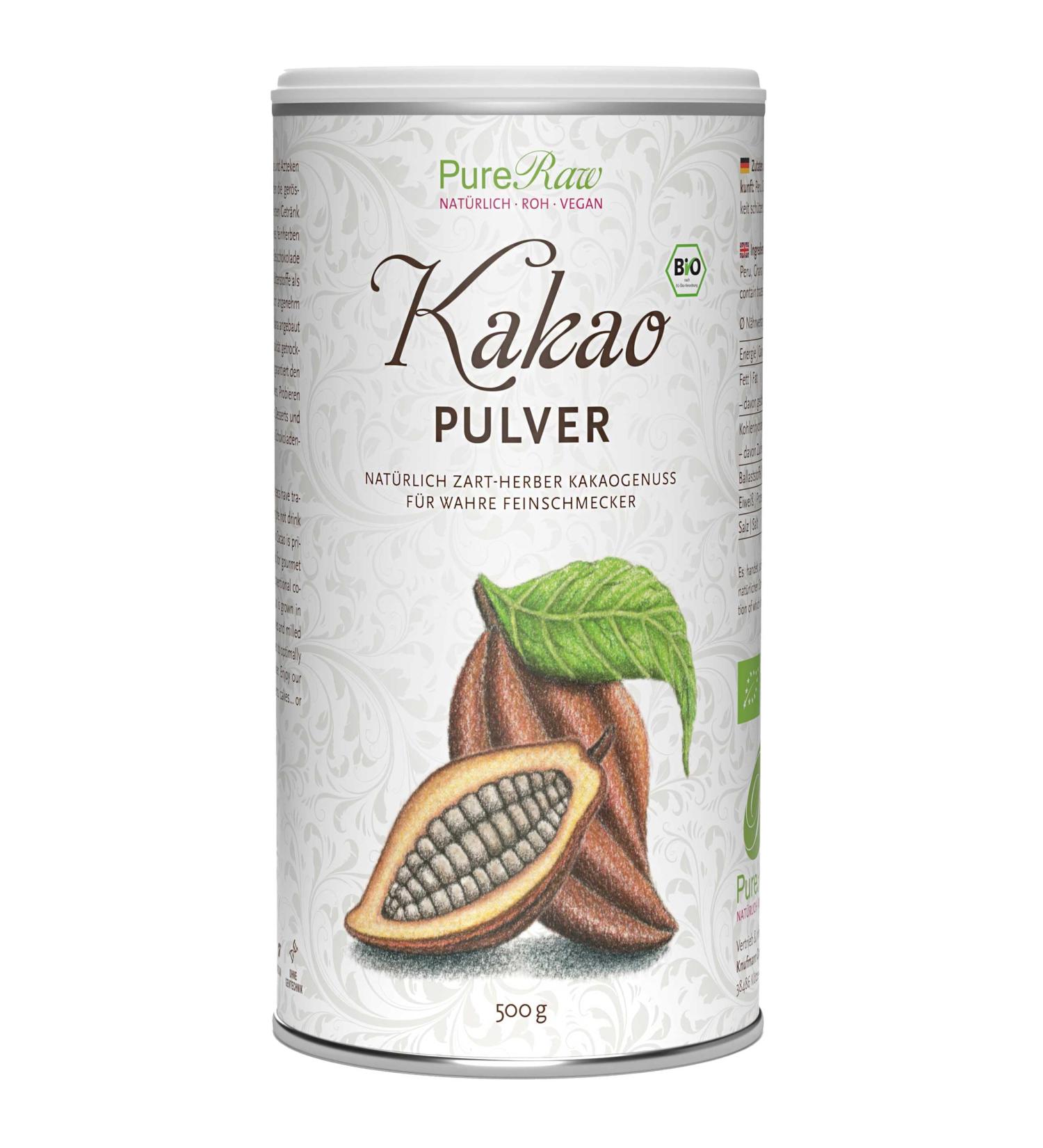 Organic Vegan Cocoa Powder 500g | Pure Ghana Drinking Chocolate & Baking Cocoa | Mild Low-Acidity De-oiled Theobroma Cacao | Pureeraw - Buy Online on GoSupps.com