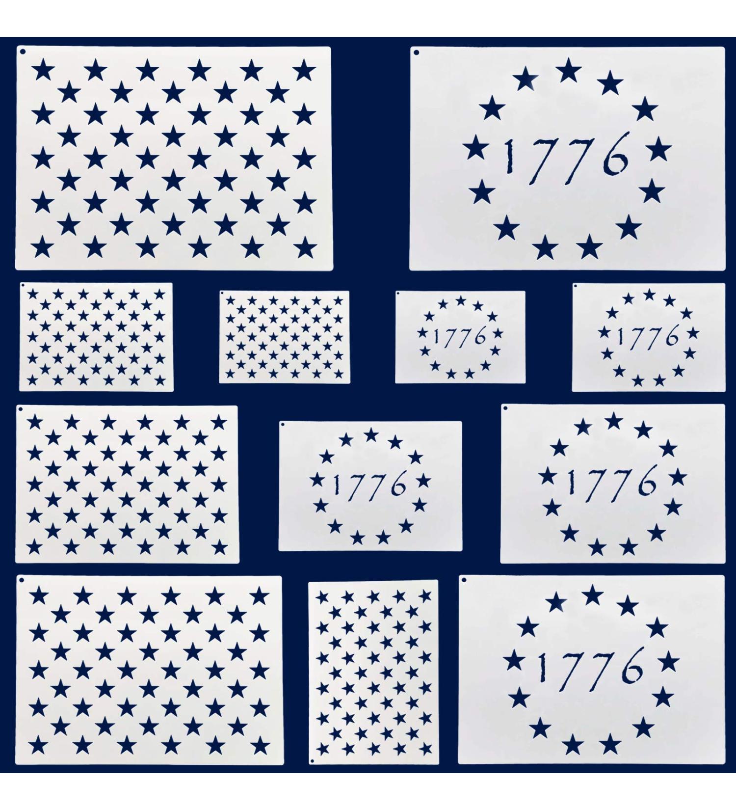 WISYOK American Flag Stencils - Ideal for Painting on Wood, Fabric, Walls - 6 Sizes, 2 Styles - Buy Online on GoSupps.com